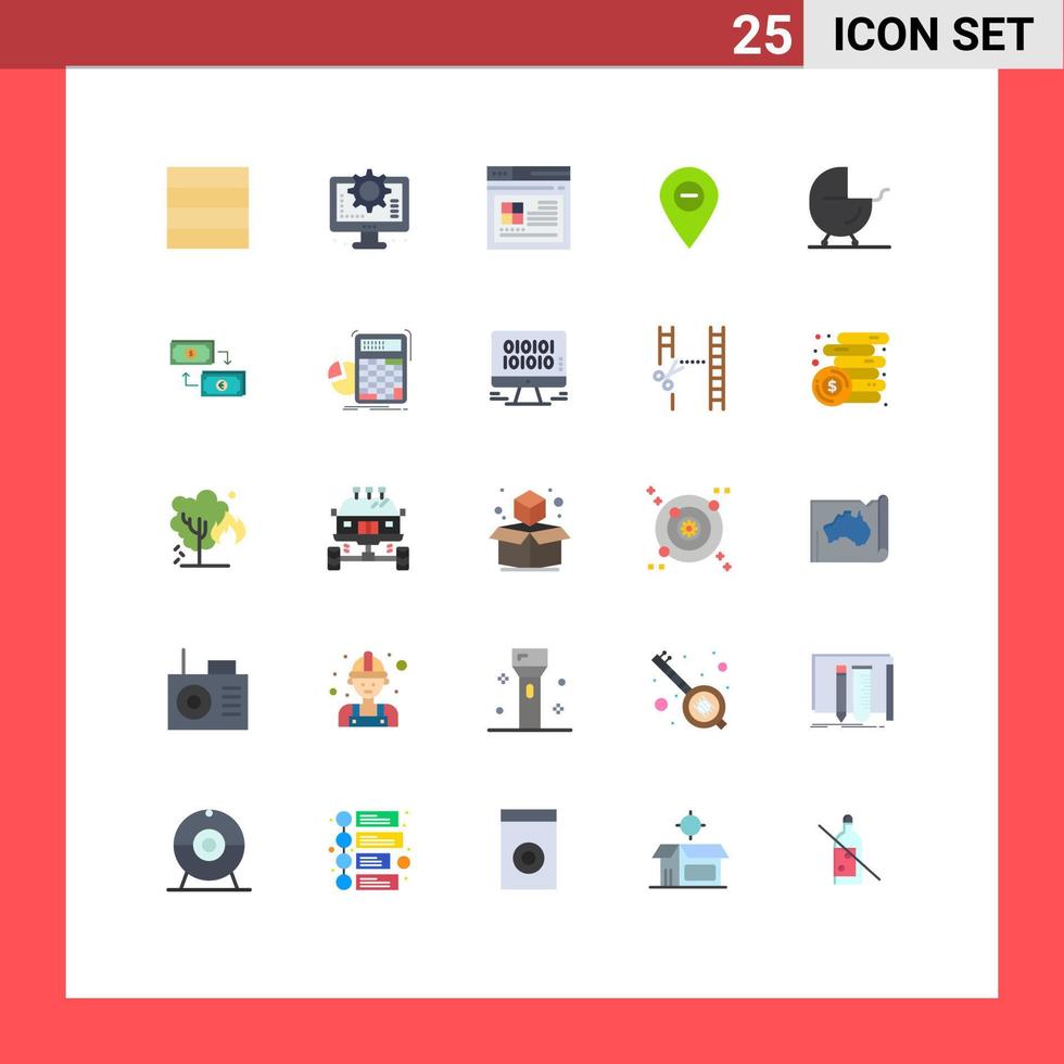 Flache Farbpackung mit 25 universellen Symbolen der Kutsche Baby-Web-Pin-Karte editierbare Vektordesign-Elemente vektor
