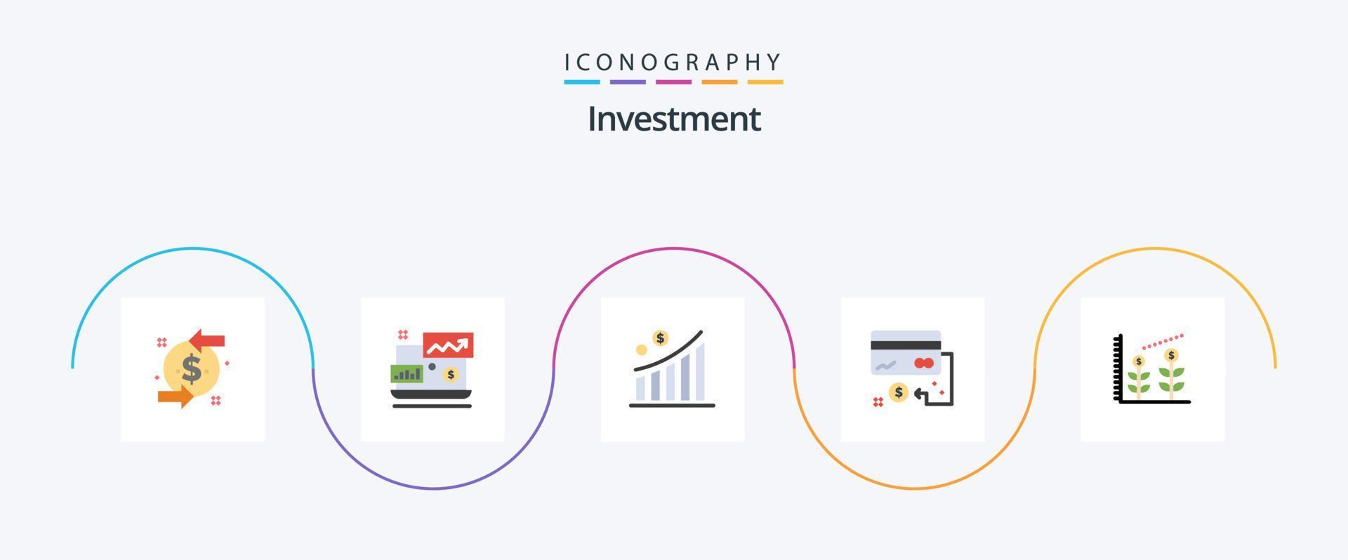 investering platt 5 ikon packa Inklusive finansiera. finansiera. företag. kreditera. företag vektor