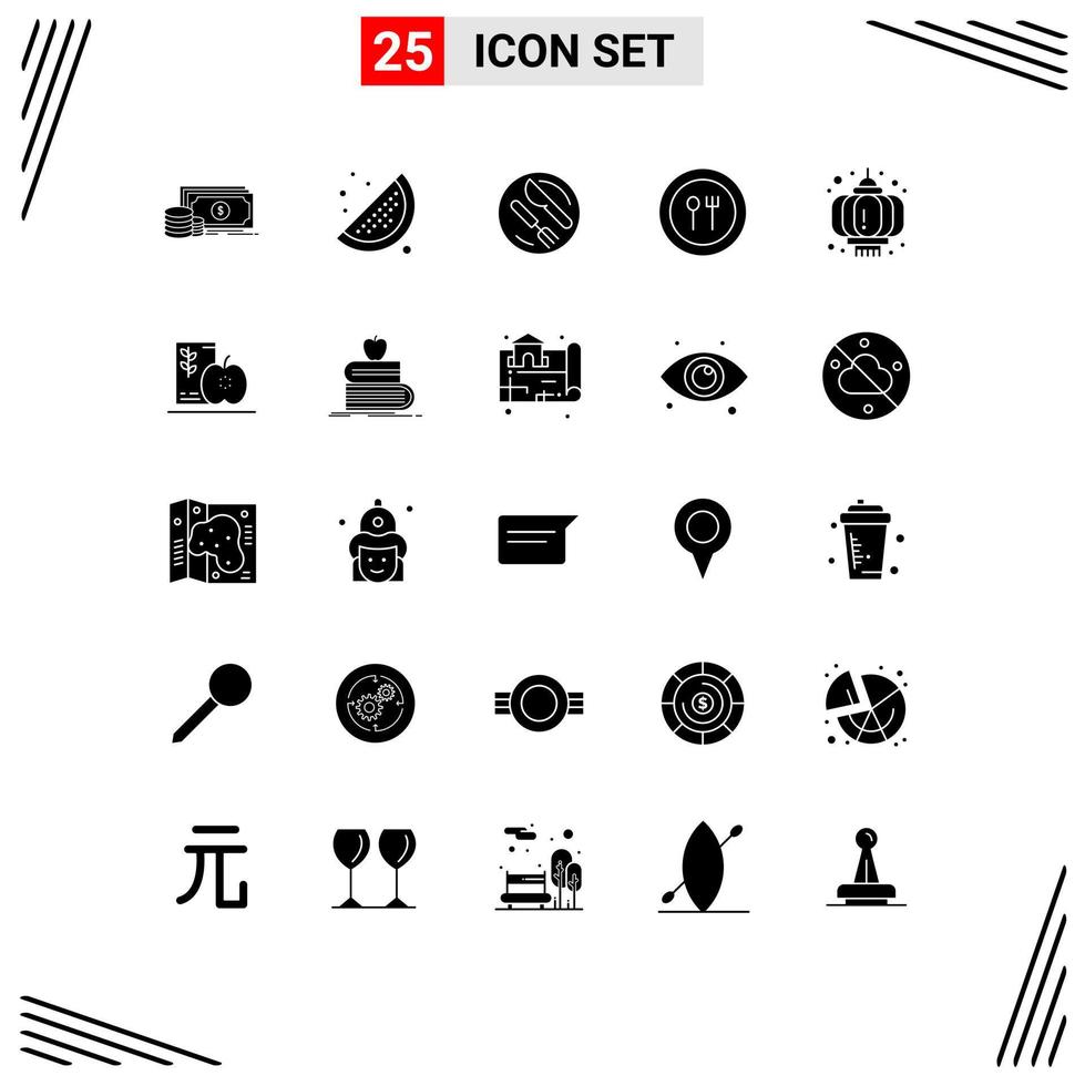 Aktienvektor-Icon-Pack mit 25 Zeilenzeichen und Symbolen für chinesische Tellergabel des neuen Jahres editierbare Vektordesign-Elemente vektor