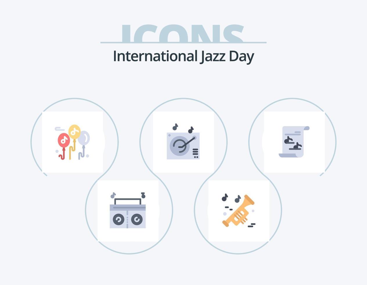 internationell jazz dag platt ikon packa 5 ikon design. . musik. musik. media. musik vektor