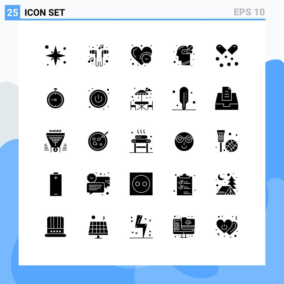 satz von 25 modernen ui symbolen symbole zeichen für medizin gesundheitswesen smartphone menschlicher verstand liebe editierbare vektordesignelemente vektor