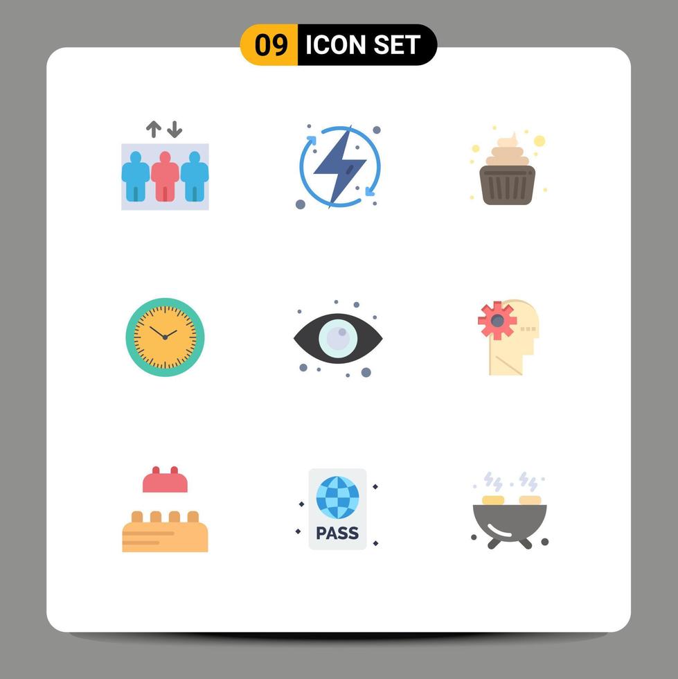 Stock Vector Icon Pack mit 9 Zeilen Zeichen und Symbolen für die Ansicht Timmer Baby Minuten Zeit editierbare Vektordesign-Elemente