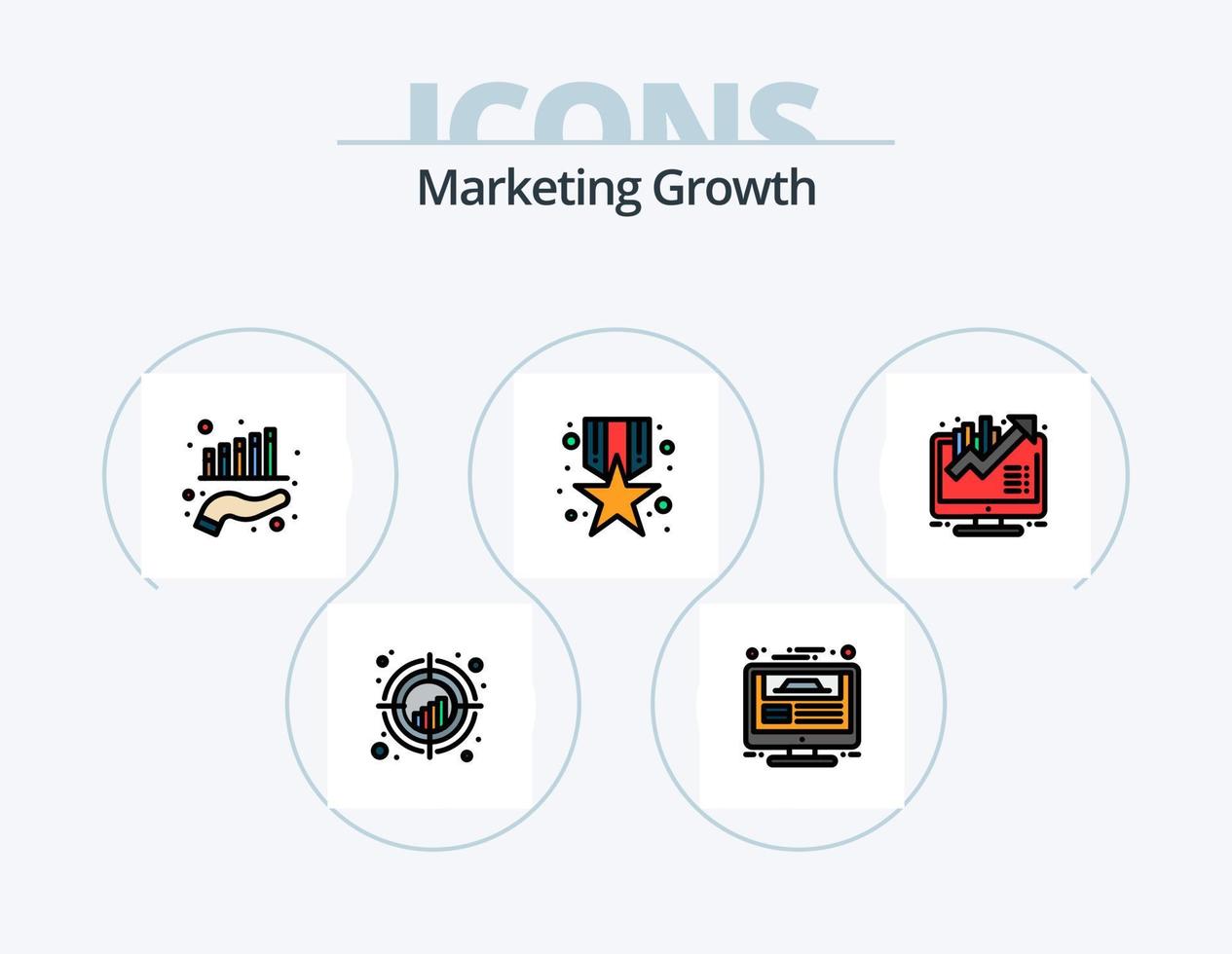 marknadsföring tillväxt linje fylld ikon packa 5 ikon design. företag tillväxt. säkerhet. företag. Sök. nyckelord vektor