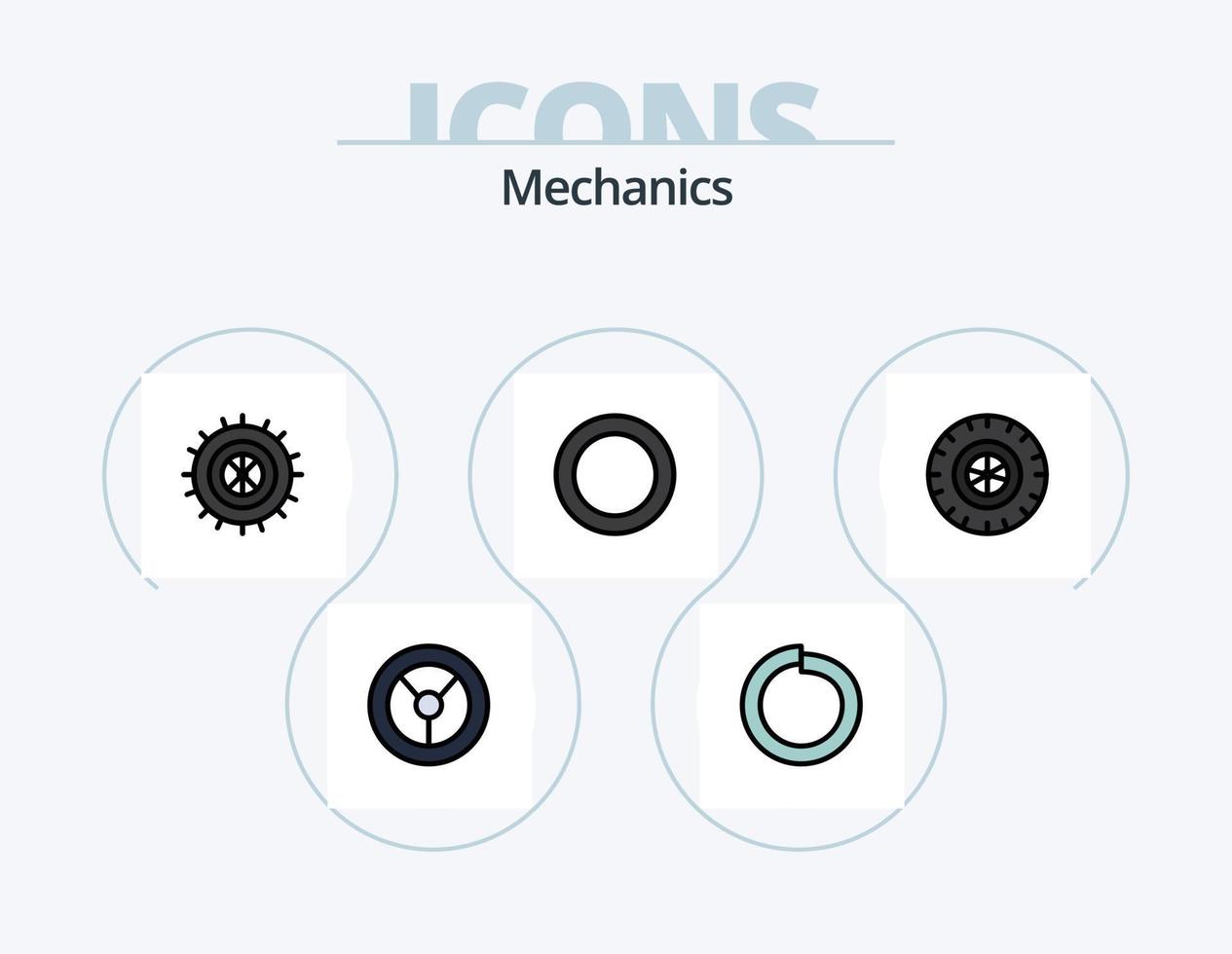 Mechanik Linie gefüllt Icon Pack 5 Icon Design. . Rad. . Ventilator vektor