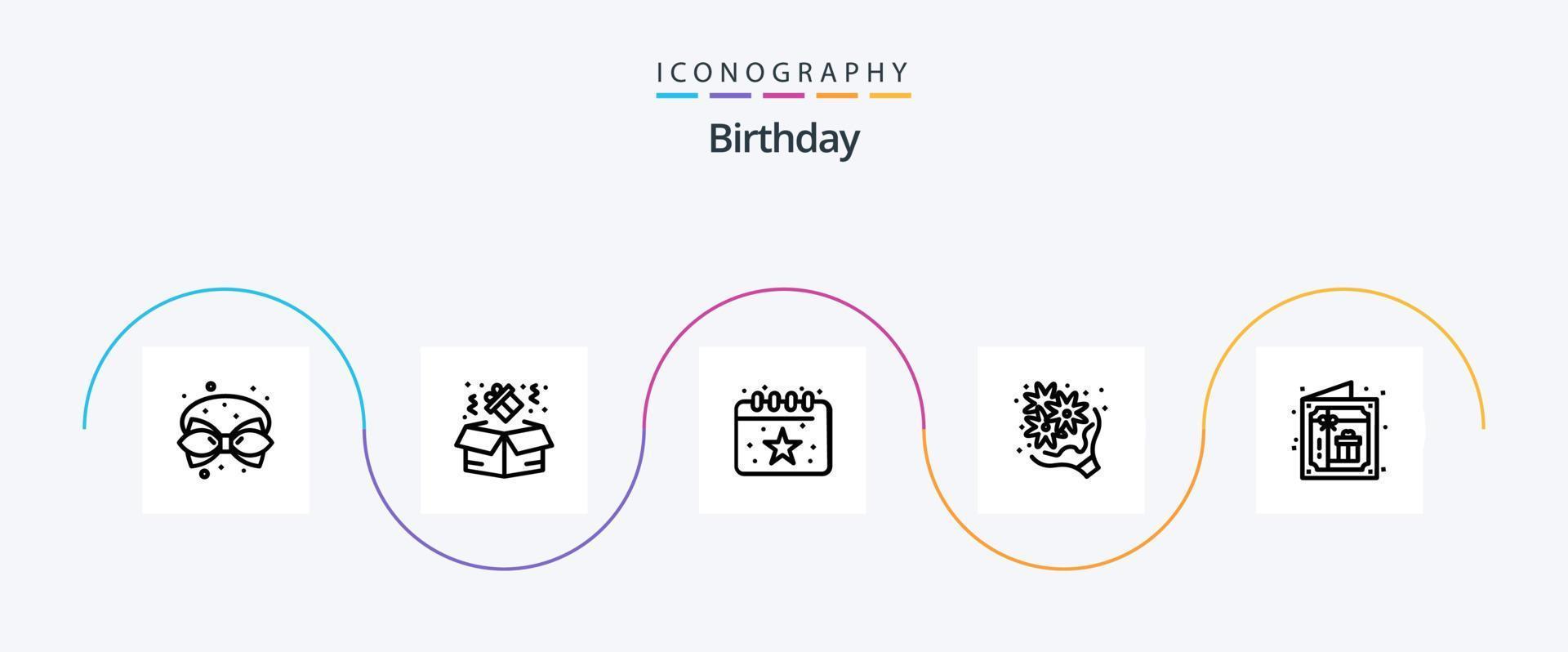 Geburtstagszeile 5 Icon Pack inklusive Geburtstag. Liebe. Geburtstag. Geschenk. Geburtstag vektor