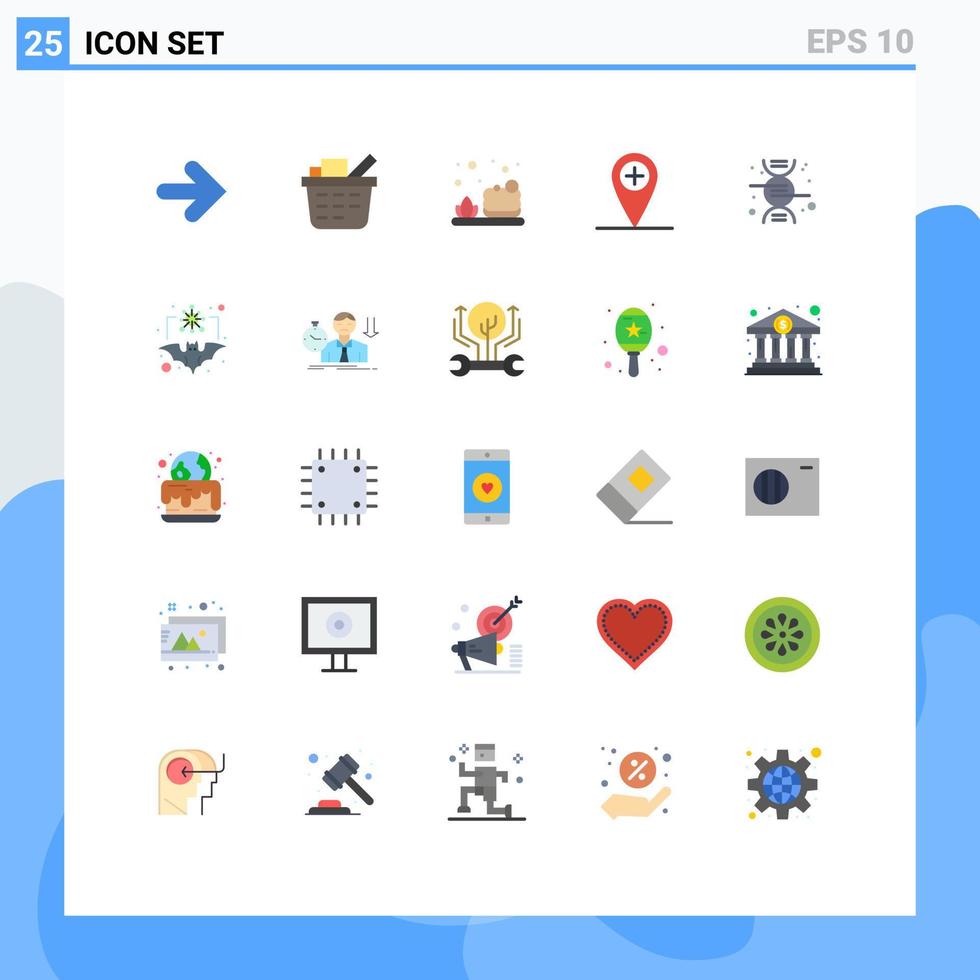 25 universelle flache Farbzeichen Symbole der Trägerwissenschaft Reinigung Forschungsstandort editierbare Vektordesign-Elemente vektor