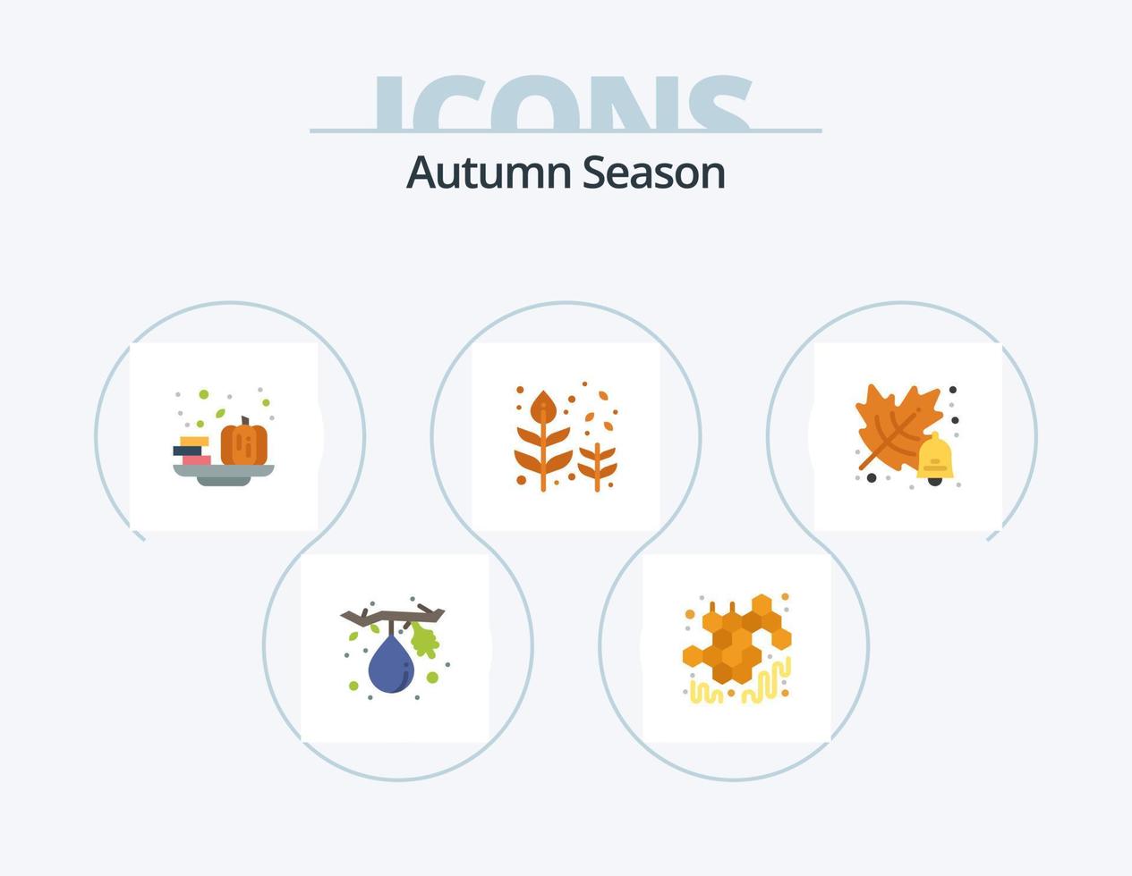 Herbst flach Icon Pack 5 Icon Design. Herbst. Blatt. Herbst. Niedergang. Herbst vektor