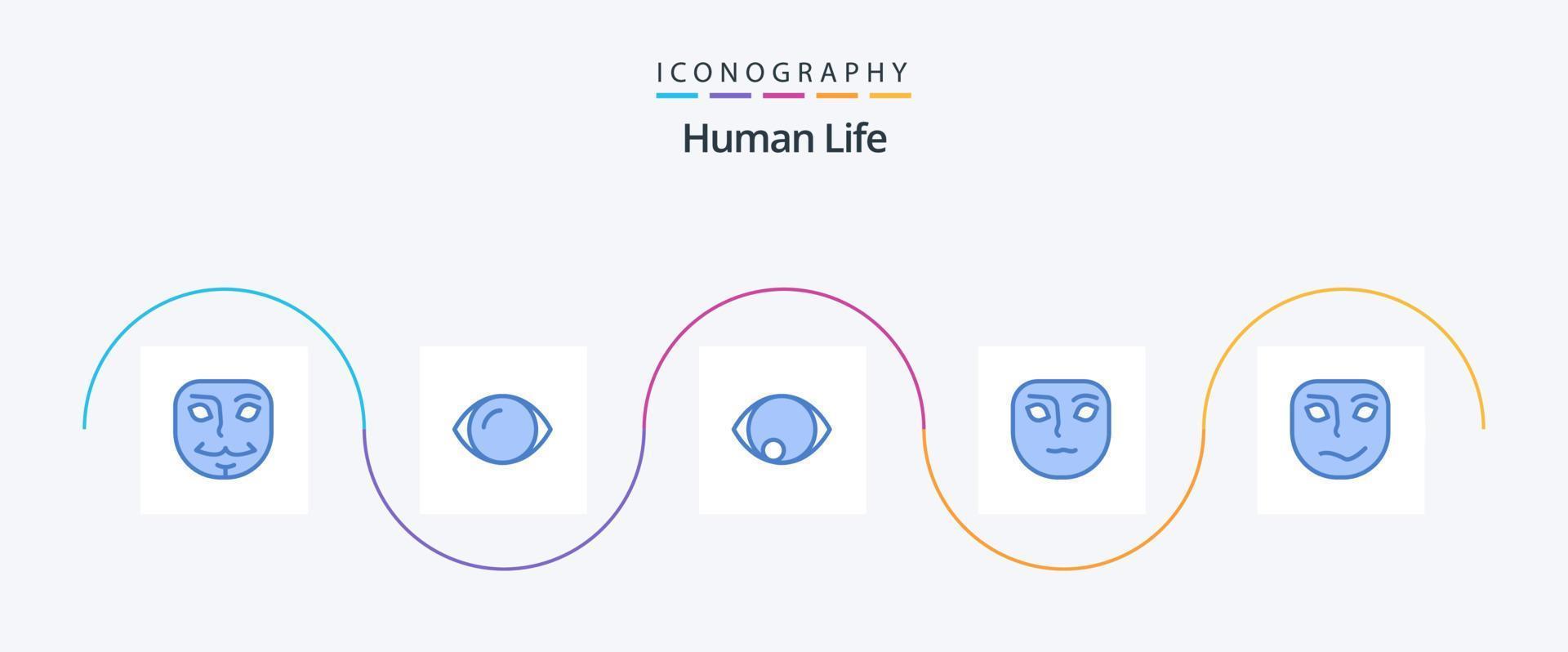 Human Blue 5 Icon Pack inklusive . Gesicht. Gesicht vektor