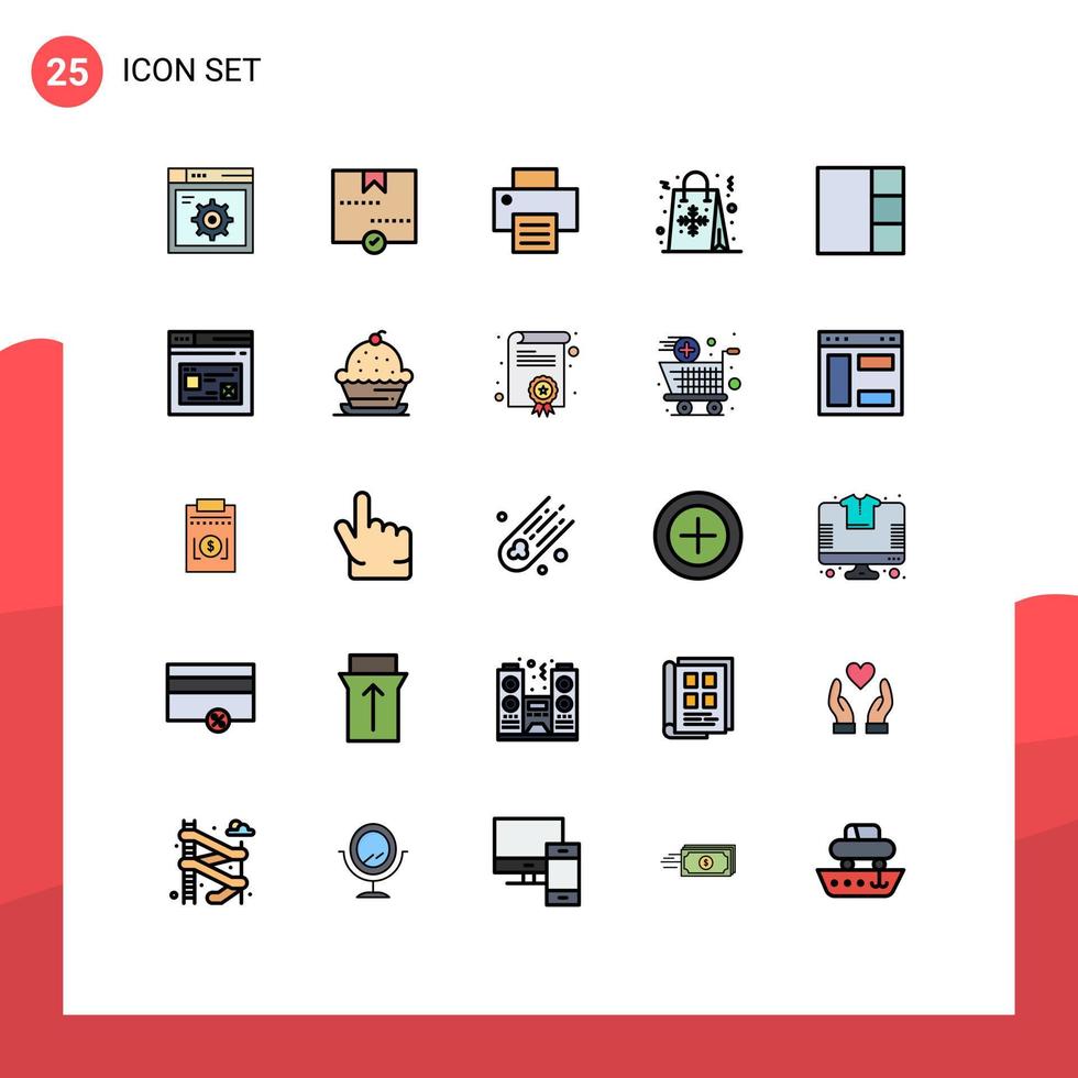 25 kreative Symbole moderne Zeichen und Symbole von Grid-Shopping-Paket Flake Bag editierbare Vektordesign-Elemente vektor
