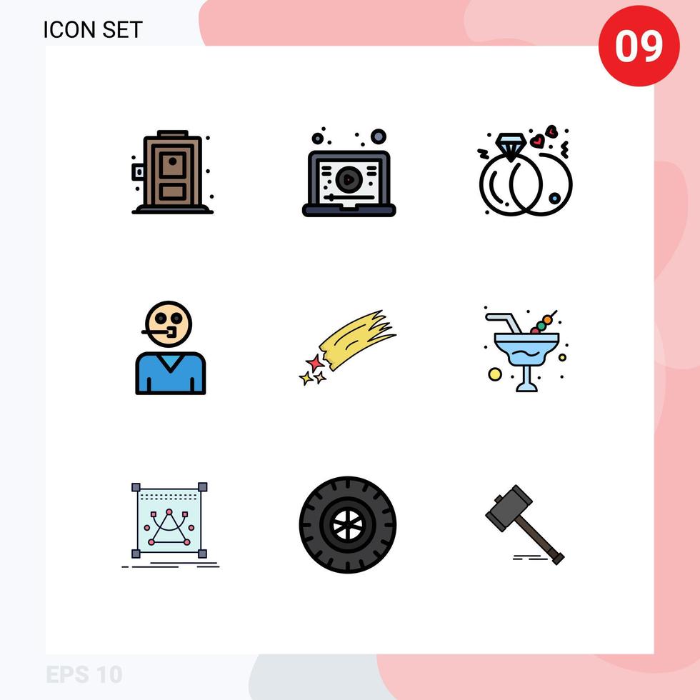 piktogram uppsättning av 9 enkel fylld linje platt färger av astronomi anhängare engagemang Stöd människor redigerbar vektor design element