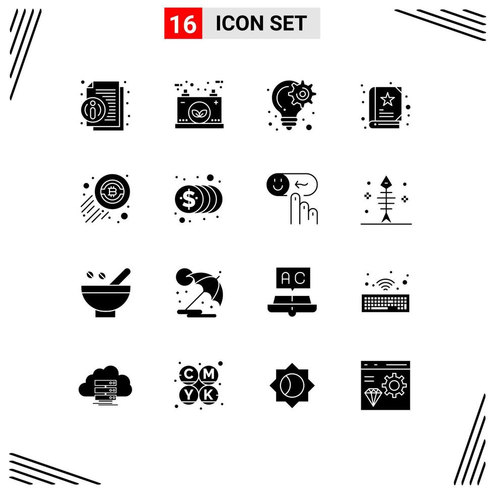 16 kreative Symbole, moderne Zeichen und Symbole des Geldbuchs, elektrische Babyplanung, editierbare Vektordesign-Elemente vektor