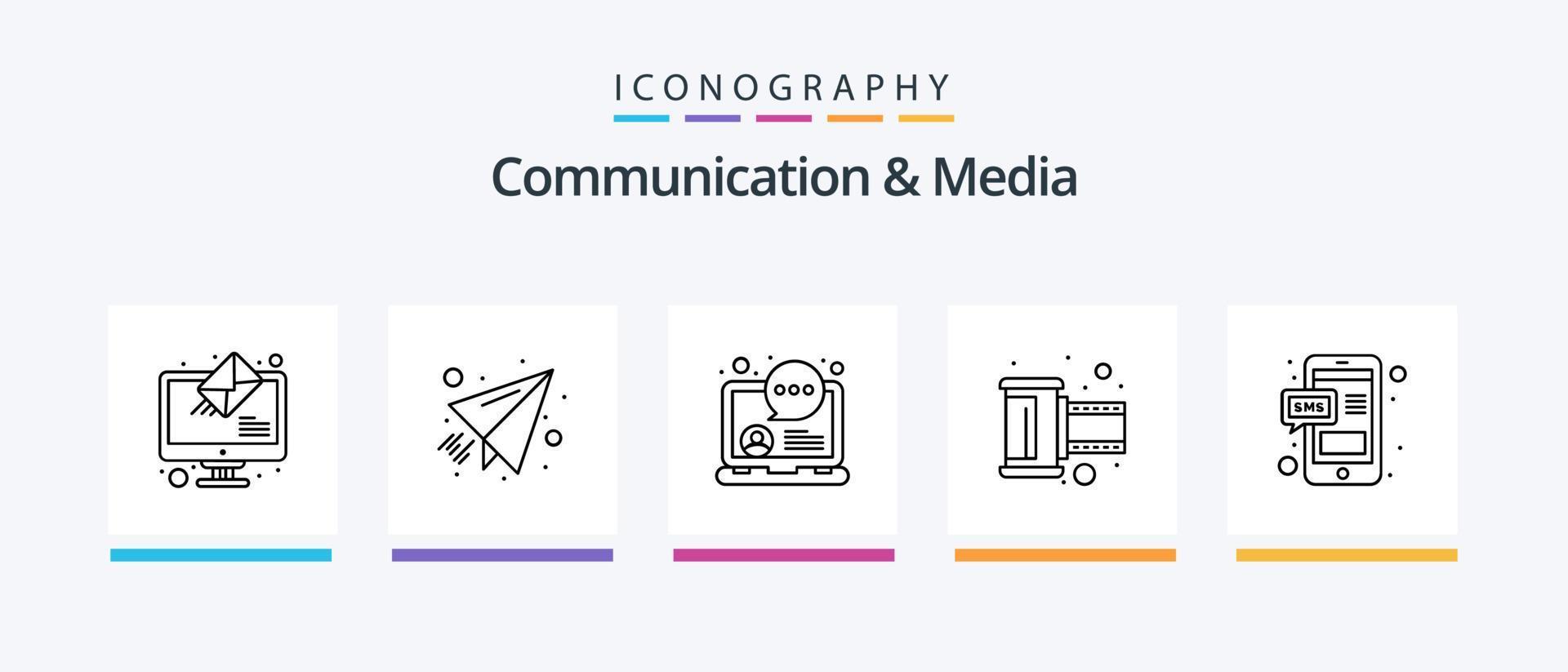 kommunikation och media linje 5 ikon packa Inklusive mikrofon. värld. information. meddelande. chatt. kreativ ikoner design vektor