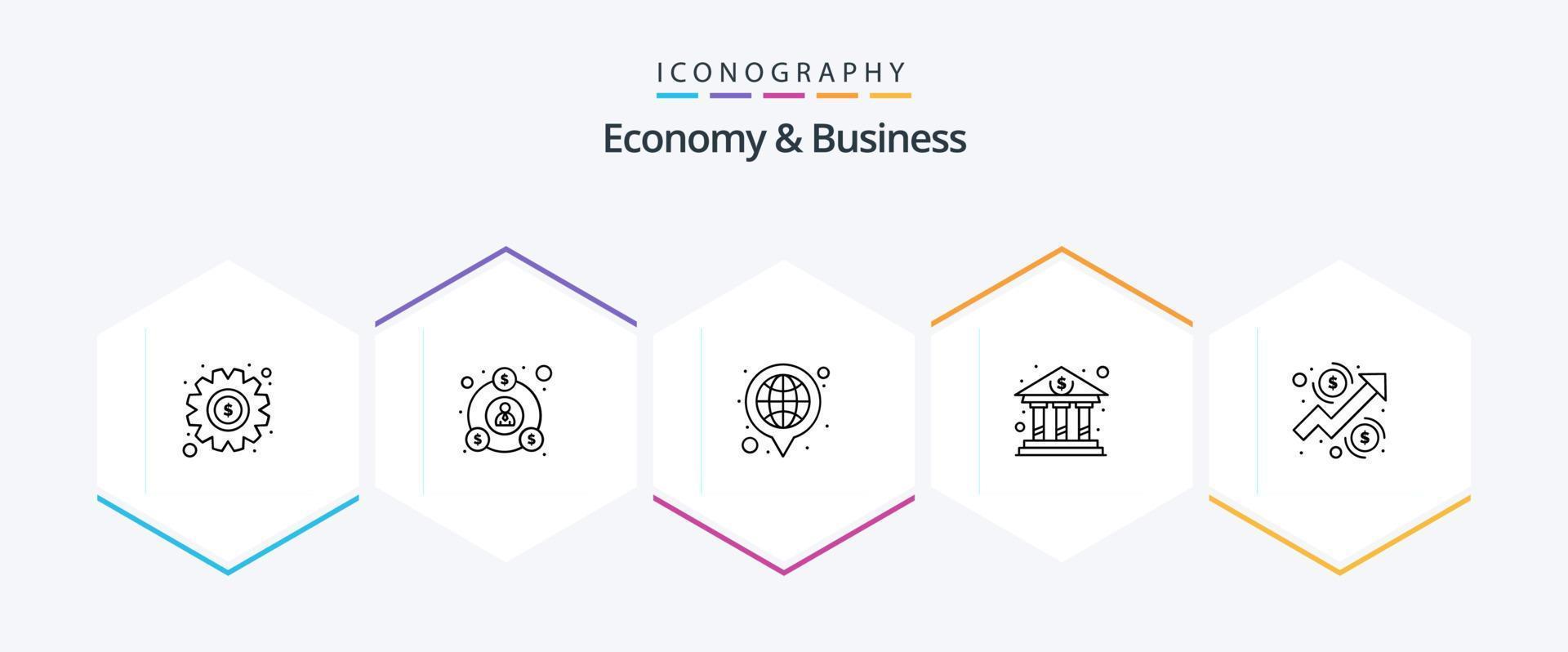 ekonomi och företag 25 linje ikon packa Inklusive Graf. företag. huvudstad. Bank vektor