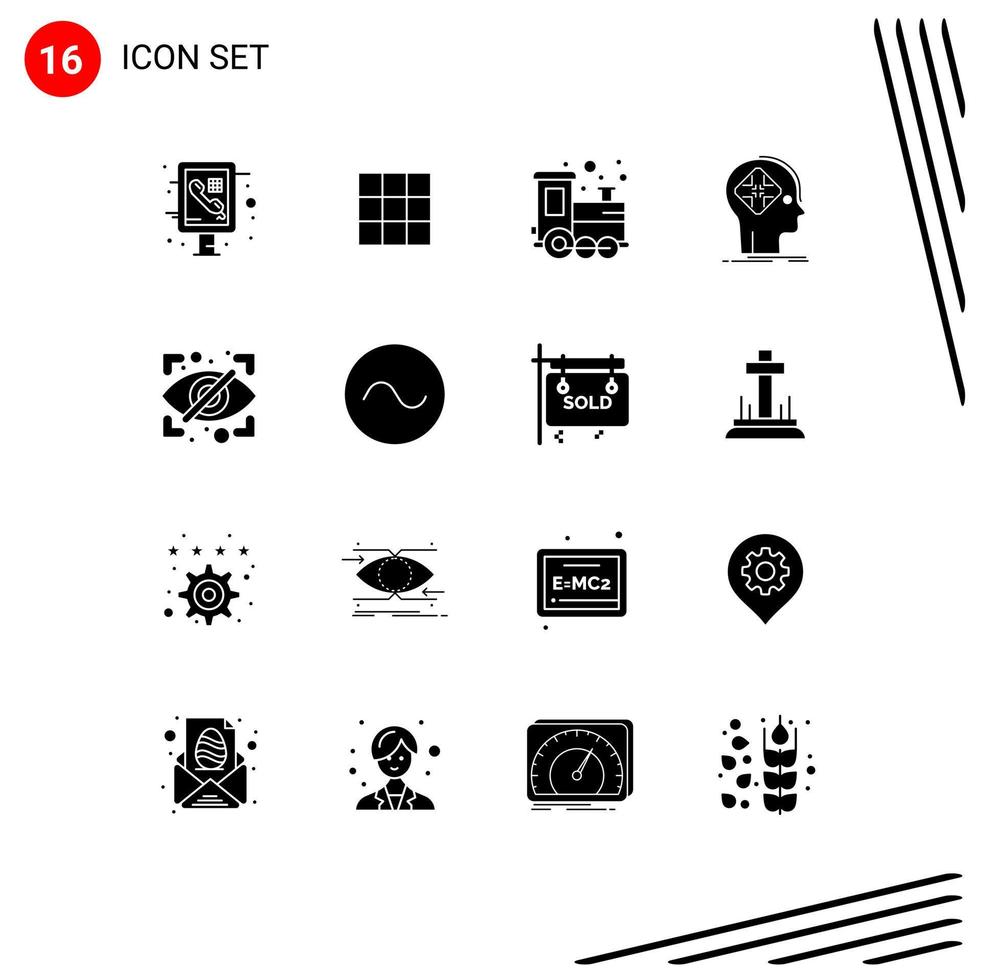 16 thematische Vektor-Solid-Glyphen und editierbare Symbole von Block Human Baby Future Advanced Editable Vector Design Elements