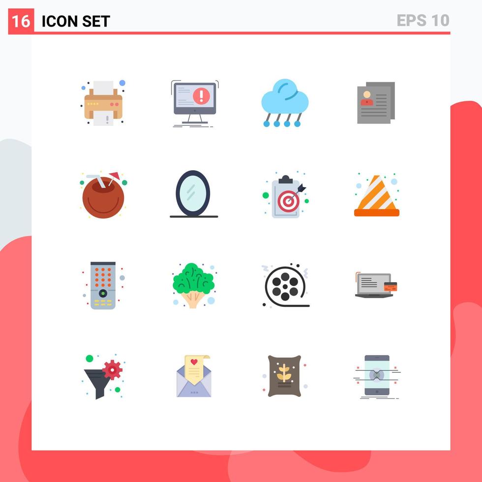 grupp av 16 platt färger tecken och symboler för fil Kontakt klimat handla om väder redigerbar packa av kreativ vektor design element