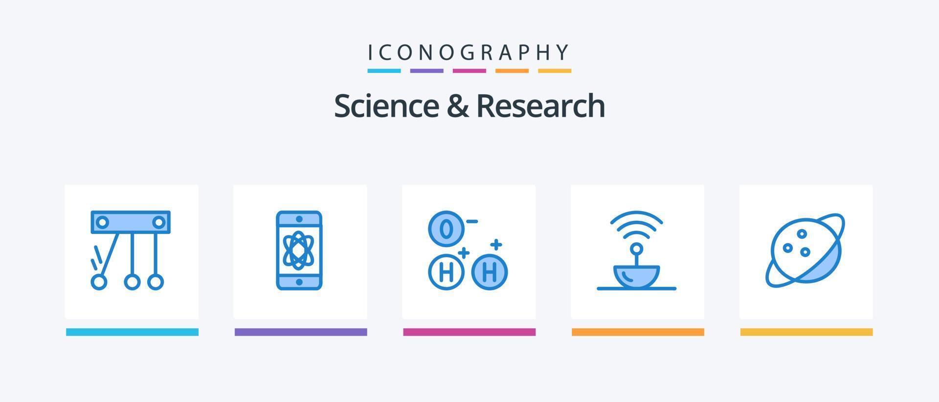 vetenskap blå 5 ikon packa Inklusive Plats. planet. vetenskap. Plats. vetenskap. kreativ ikoner design vektor