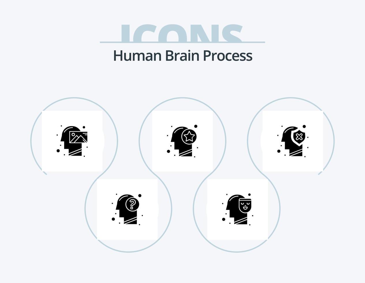mänsklig hjärna bearbeta glyf ikon packa 5 ikon design. stjärna. mänsklig. ansikte. huvud. tänkande vektor