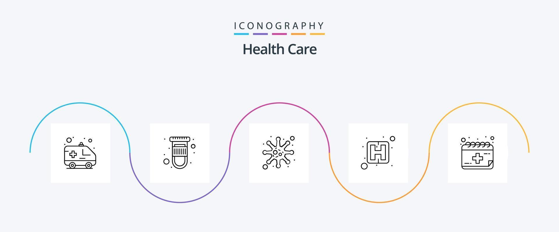 Gesundheitslinie 5 Icon Pack inklusive Kalender. Bakterien. Zeichen. Richtung vektor