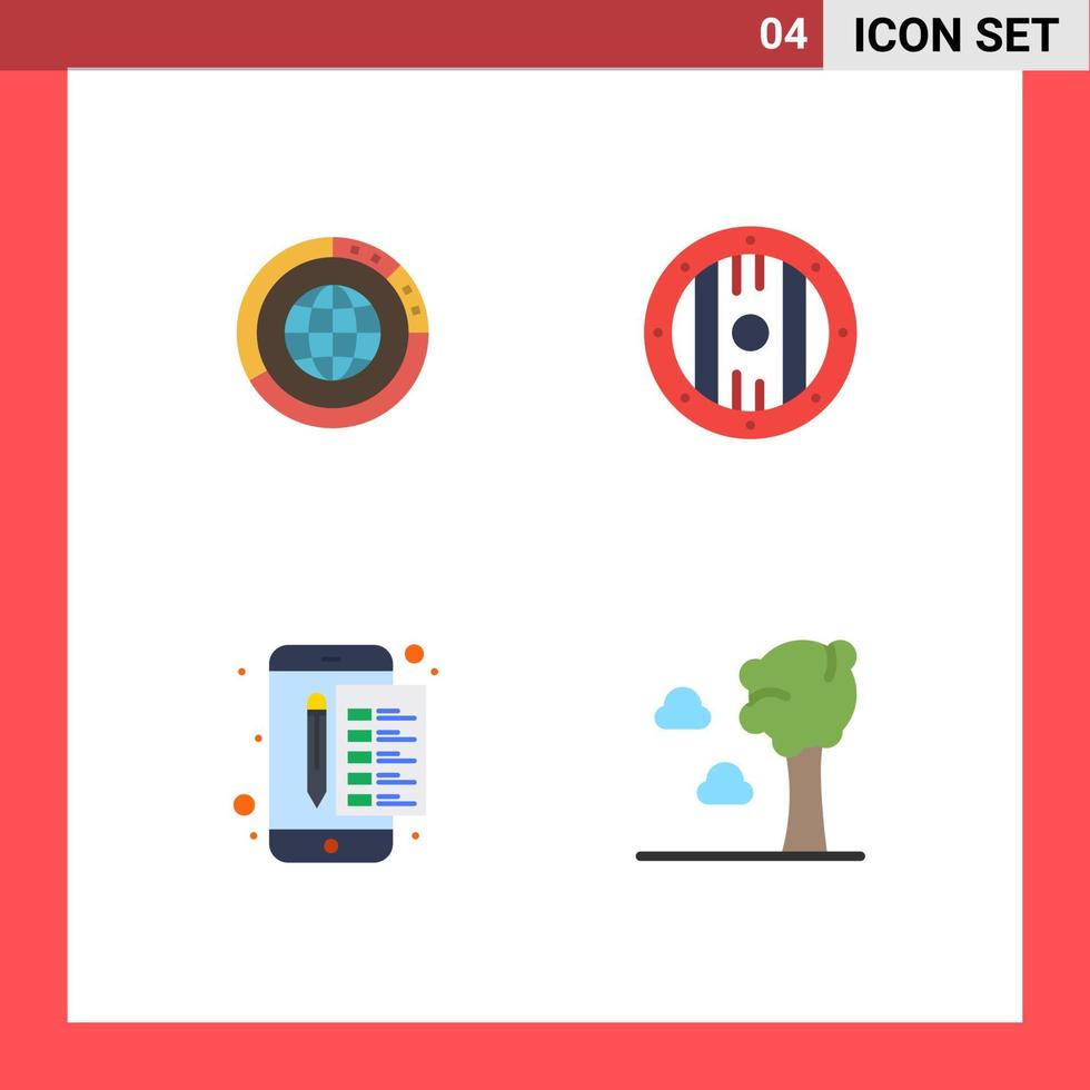 redigerbar vektor linje packa av 4 enkel platt ikoner av förvaltning skydda klot värld arkiv redigerbar vektor design element