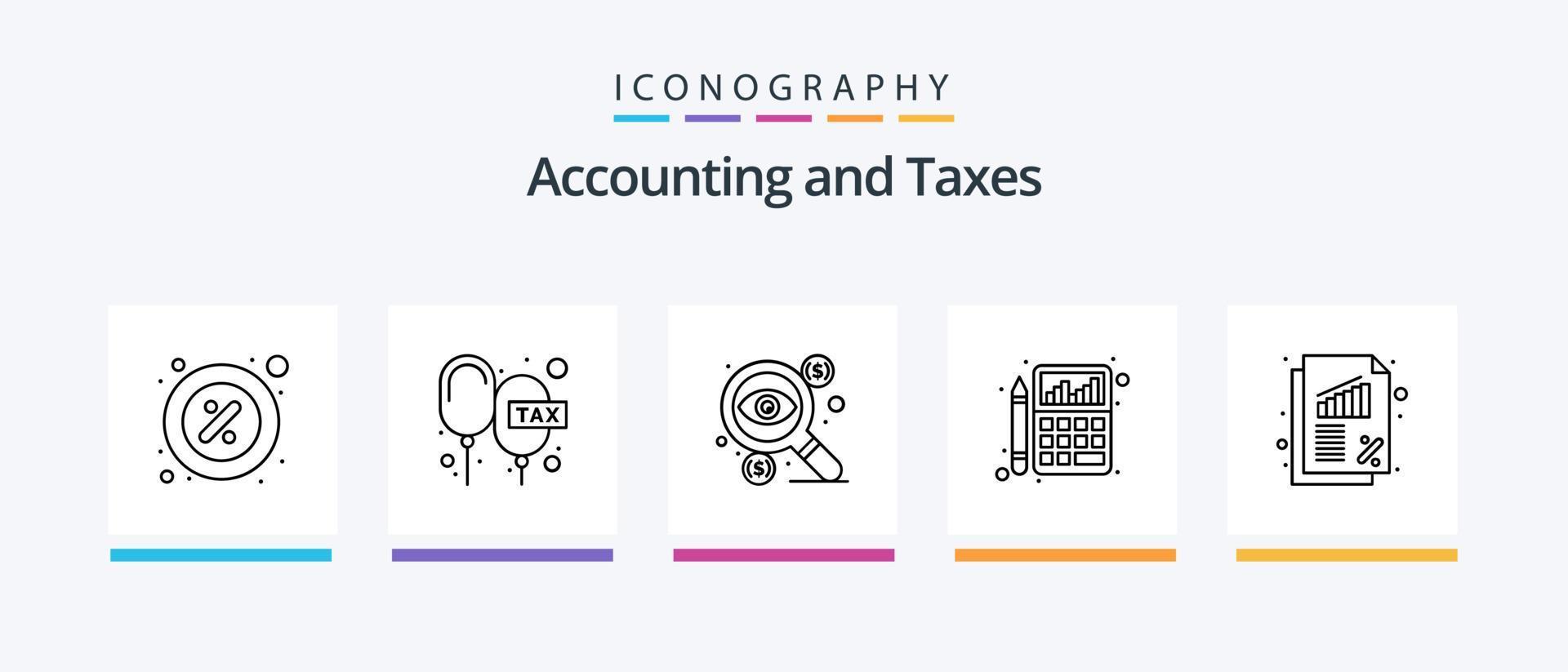 Steuerzeile 5 Icon Pack inklusive Zeitplan. Geld. Regierung. Kalender. Seite. kreatives Symboldesign vektor