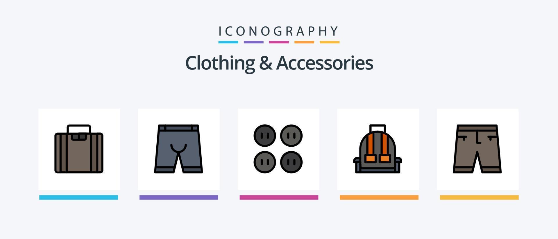 Kläder och Tillbehör linje fylld 5 ikon packa Inklusive . pampers.. kreativ ikoner design vektor
