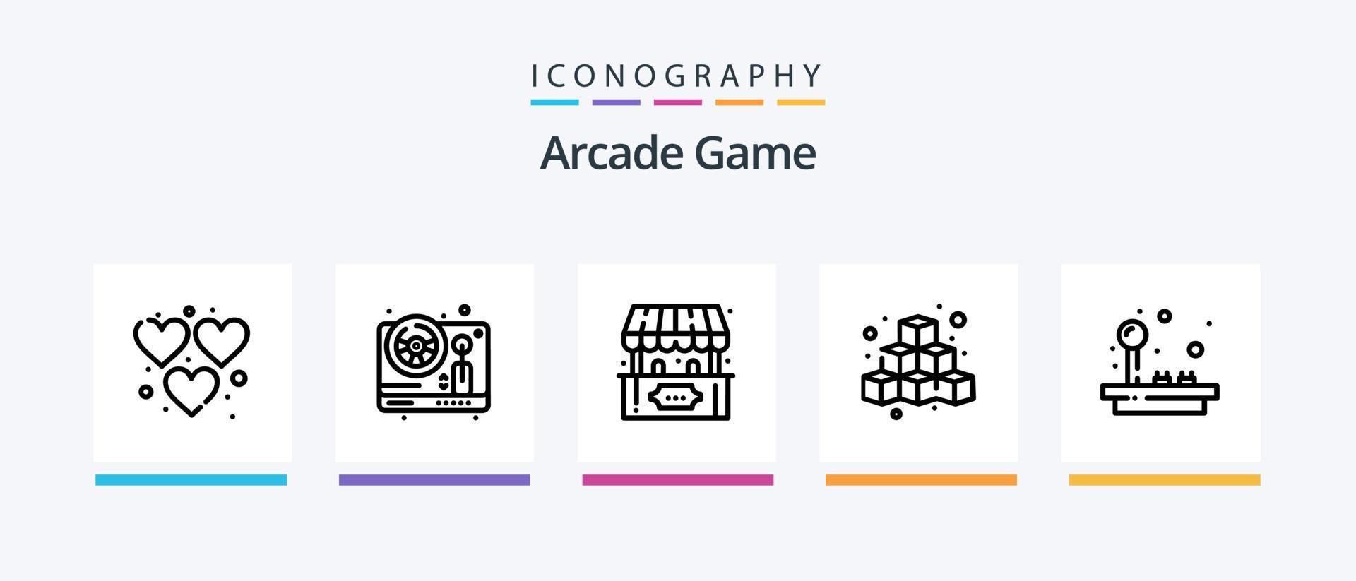 arkad linje 5 ikon packa Inklusive spel. labyrint. spår maskin. roligt. spel. kreativ ikoner design vektor