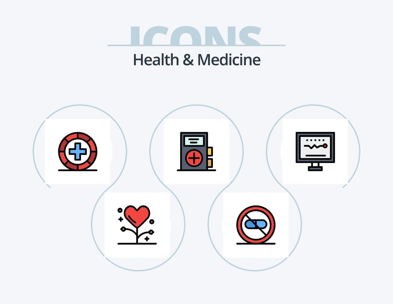 hälsa och medicin linje fylld ikon packa 5 ikon design. . . hälsa. hälsa. kondition vektor