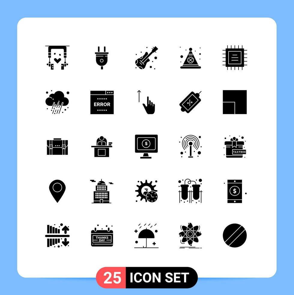stock vektor ikon packa av 25 linje tecken och symboler för cpu chip gitarr irländsk dag redigerbar vektor design element