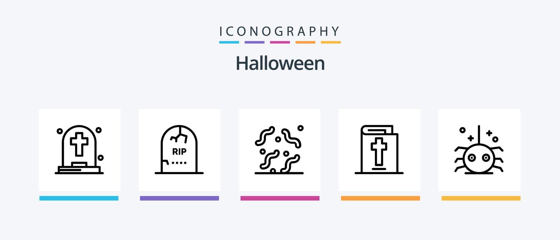 Halloween Line 5 Icon Pack inklusive Zauberstab. Halloween. Blut. Sense. Halloween. kreatives Symboldesign vektor