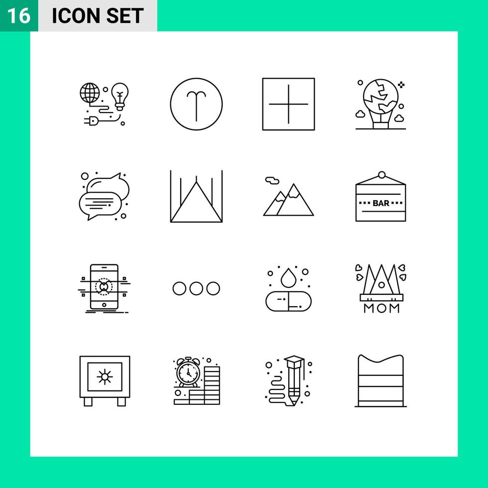 stock vektor ikon packa av 16 linje tecken och symboler för internationell flyga symboler ballong plus redigerbar vektor design element