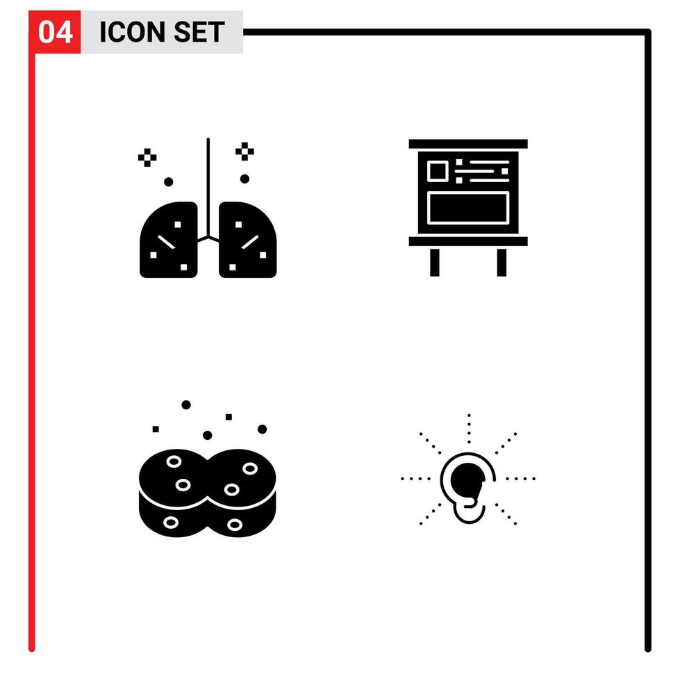 grupp av 4 fast glyfer tecken och symboler för hälsa blygd- medicinsk meddelande hygienisk redigerbar vektor design element