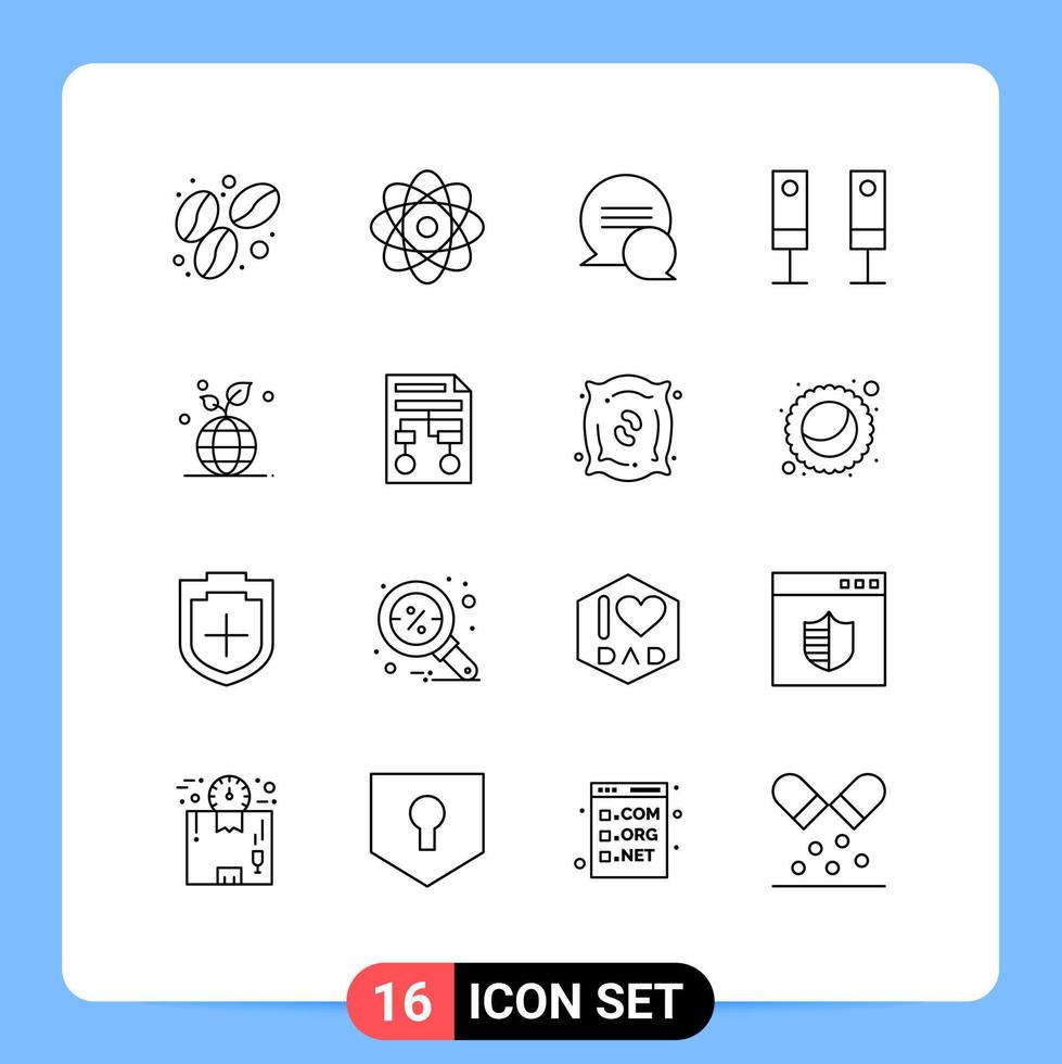 moderner Satz von 16 Umrissen und Symbolen wie grafikfreundlichen Botschaften Ökosystem editierbare Vektordesign-Elemente vektor