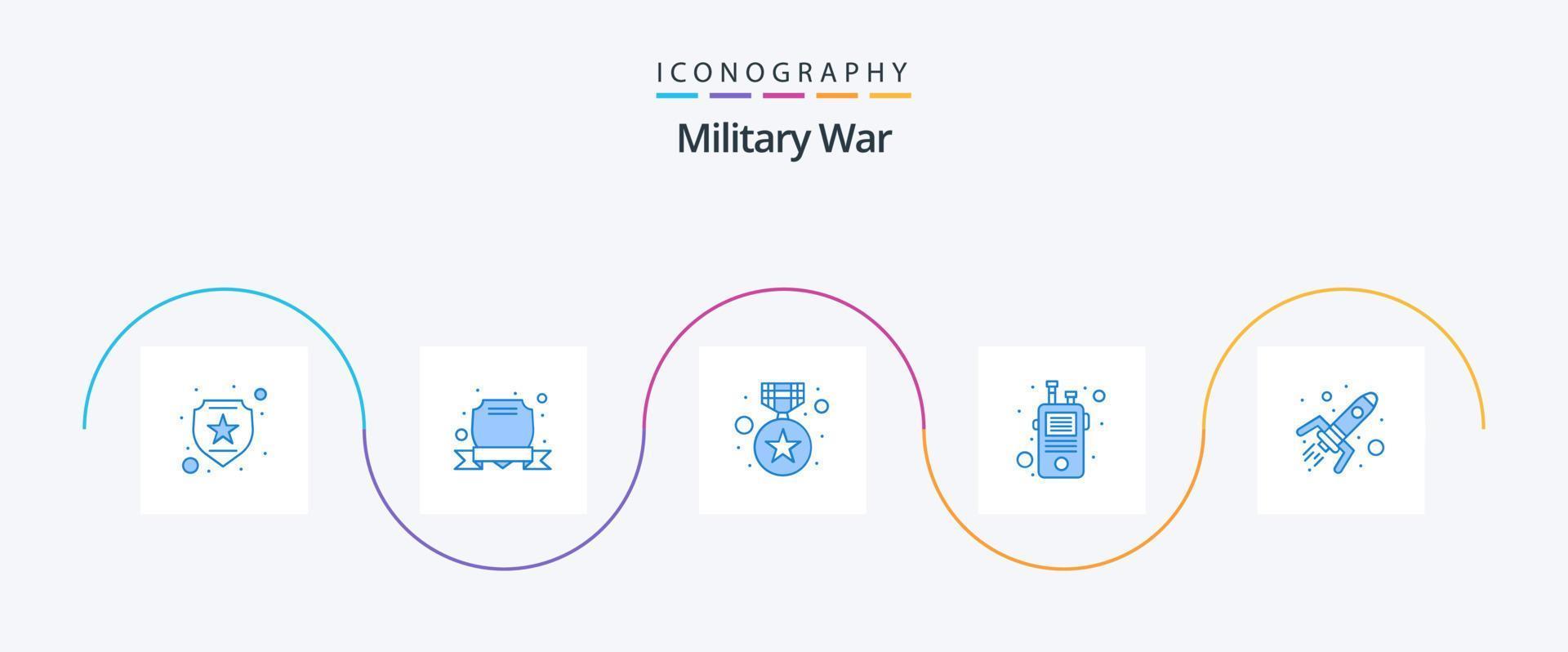 militär krig blå 5 ikon packa Inklusive bomba. walkie. stjärna. talkie. kommunikation vektor