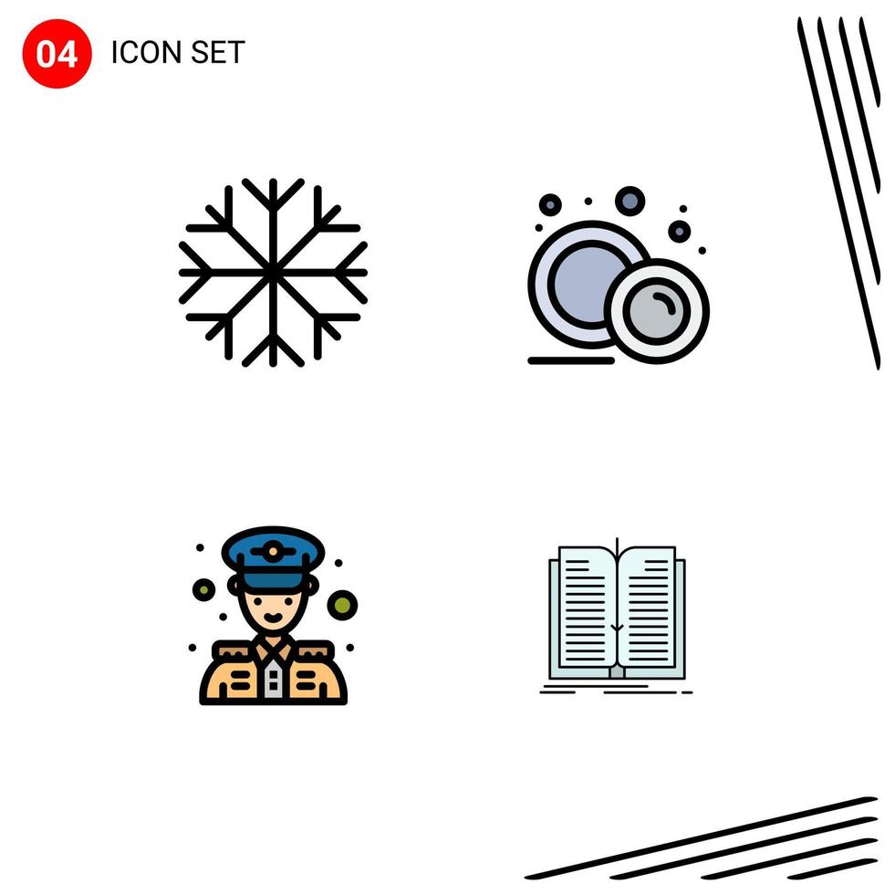 4 universelle, gefüllte, flache Farbzeichen, Symbole der Naturpolizei, Sicherheitsgeschirr, Plattendatei, editierbare Vektordesign-Elemente vektor