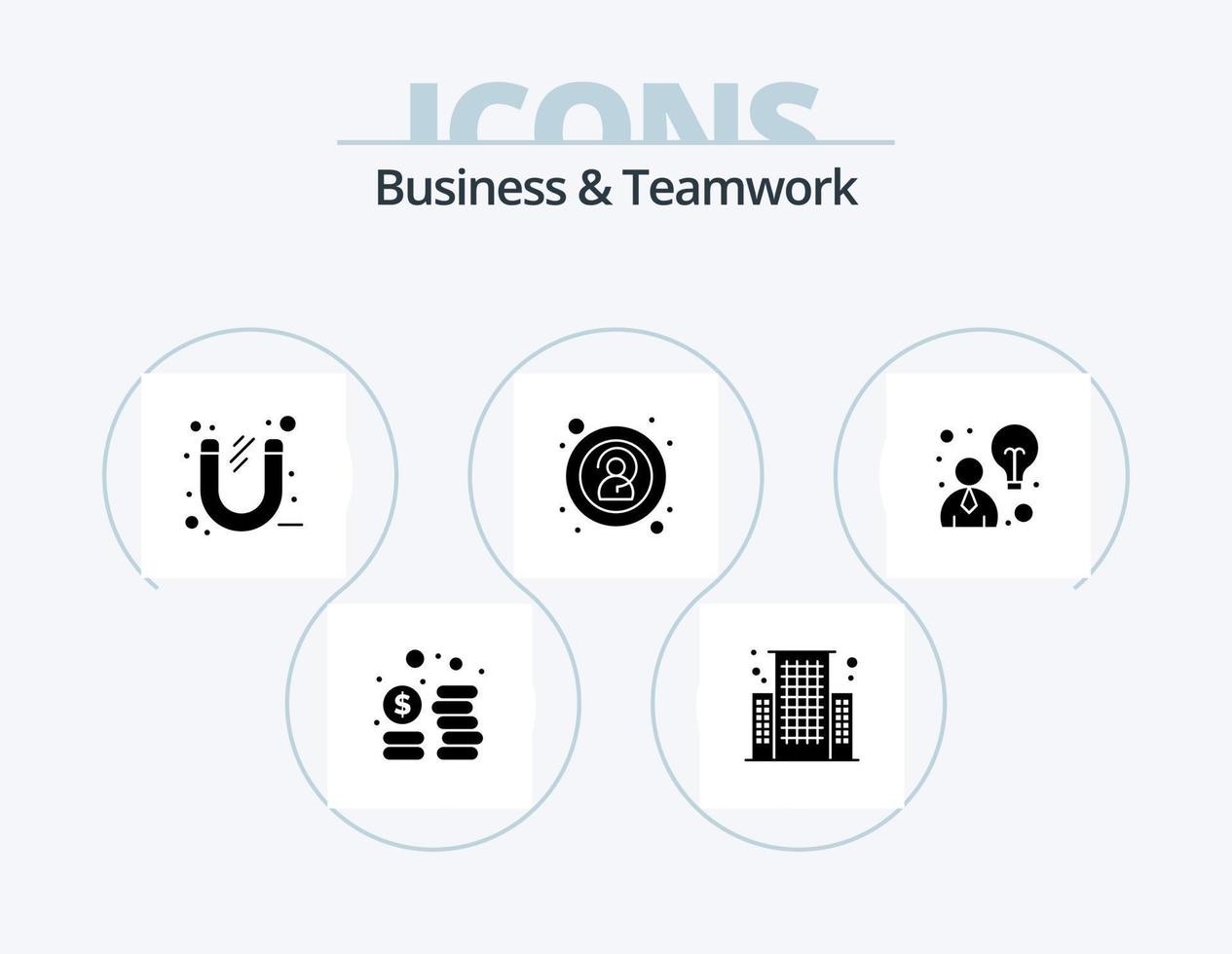 Business- und Teamwork-Glyphen-Icon-Pack 5-Icon-Design. . Idee. Büro. Unternehmen. anonym vektor