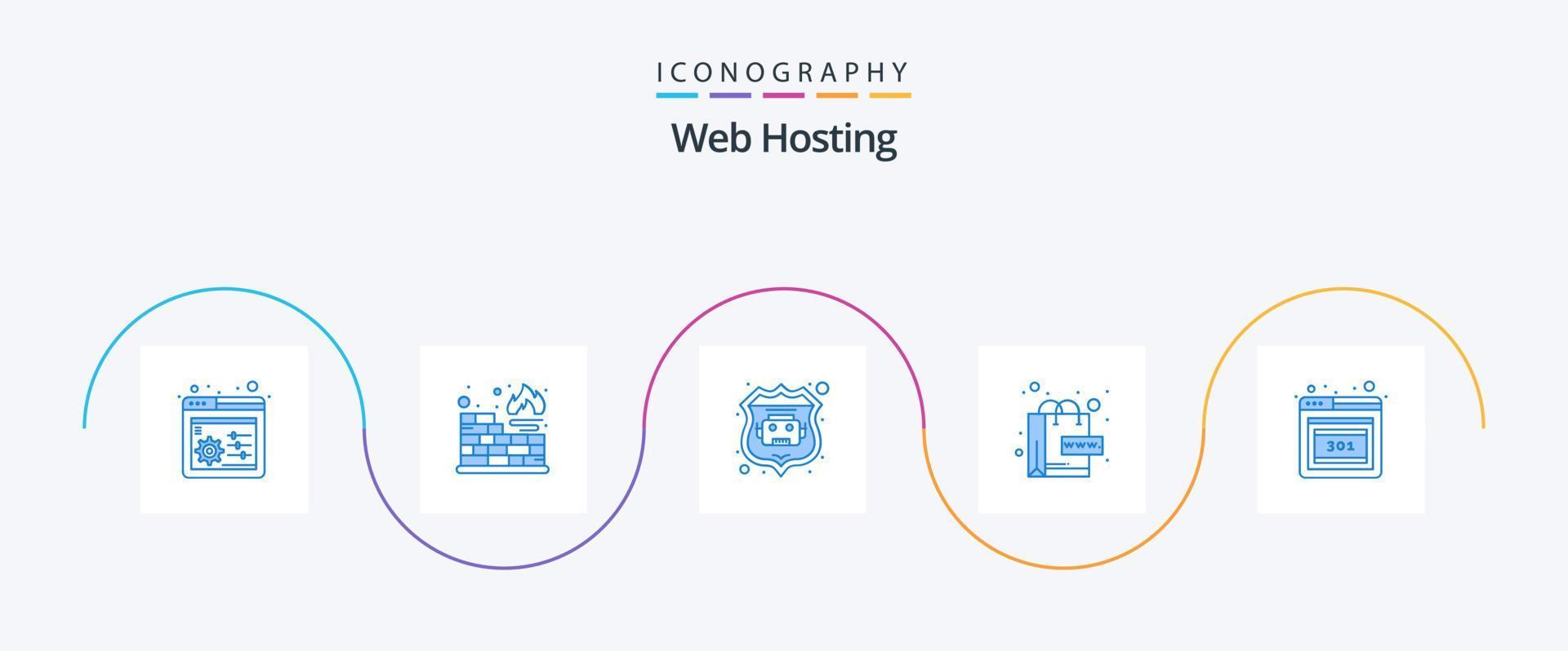 Webhosting Blue 5 Icon Pack inklusive . Error. Netz. Error. Welt vektor