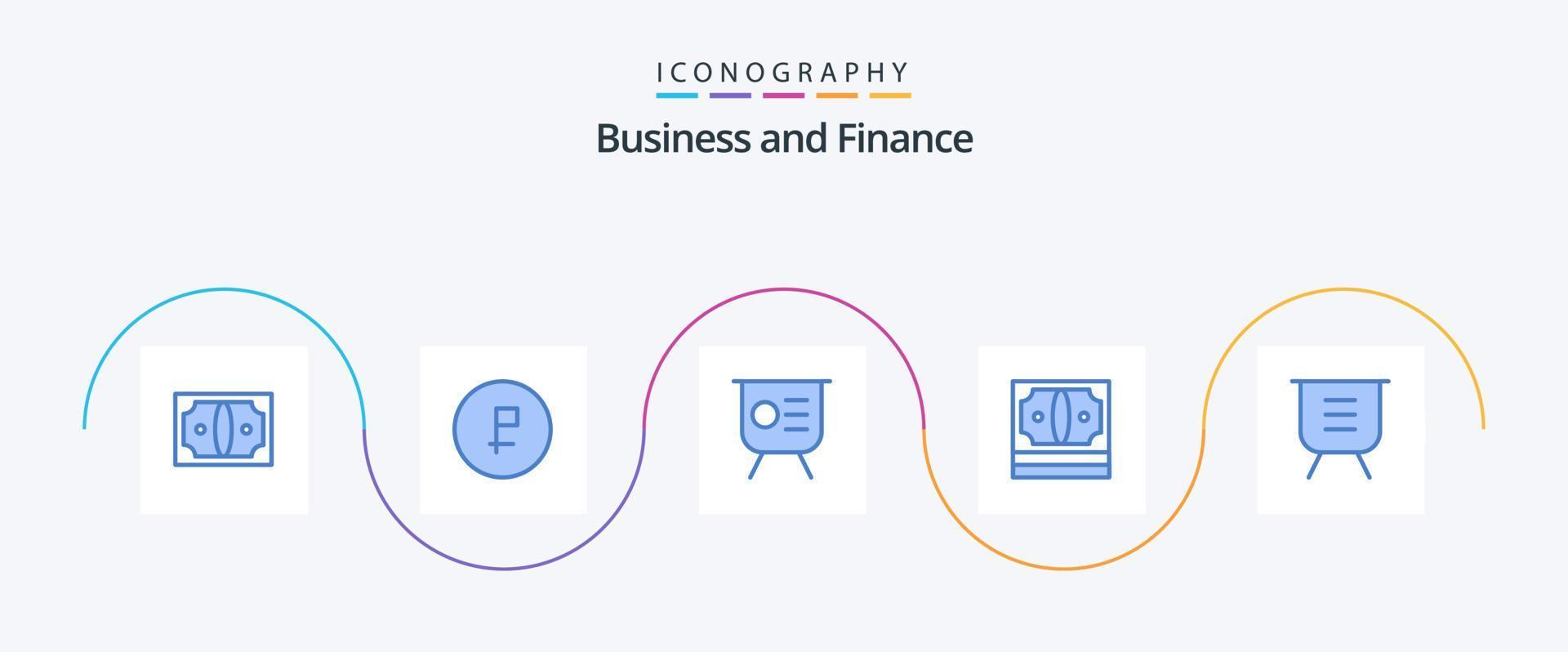 finansiera blå 5 ikon packa Inklusive pengar. kontanter. rubel. företag. prestanda vektor