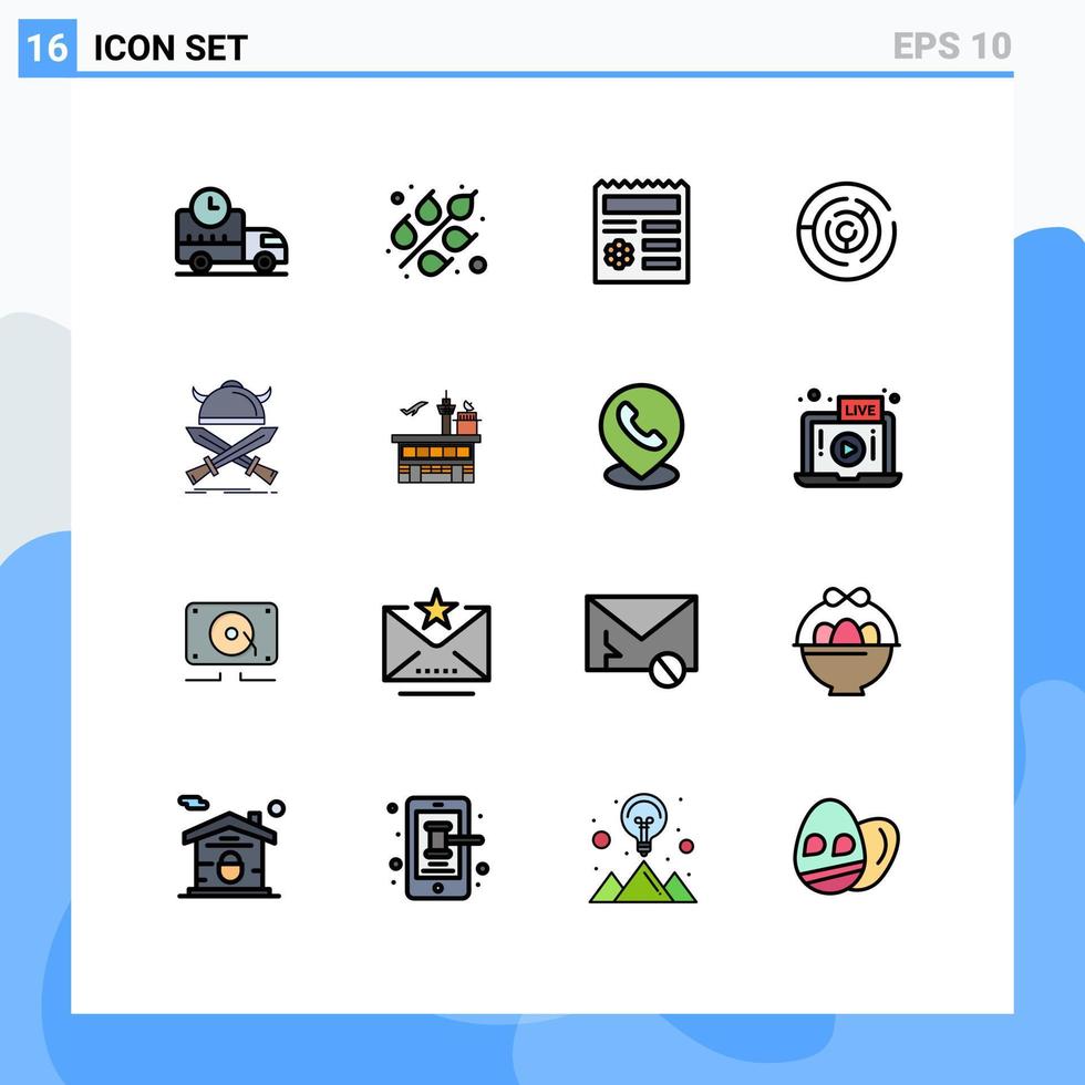uppsättning av 16 modern ui ikoner symboler tecken för emblem punkt ui mål pil redigerbar kreativ vektor design element