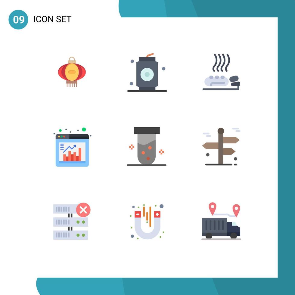 uppsättning av 9 vektor platt färger på rutnät för rör browser vård bar spa redigerbar vektor design element