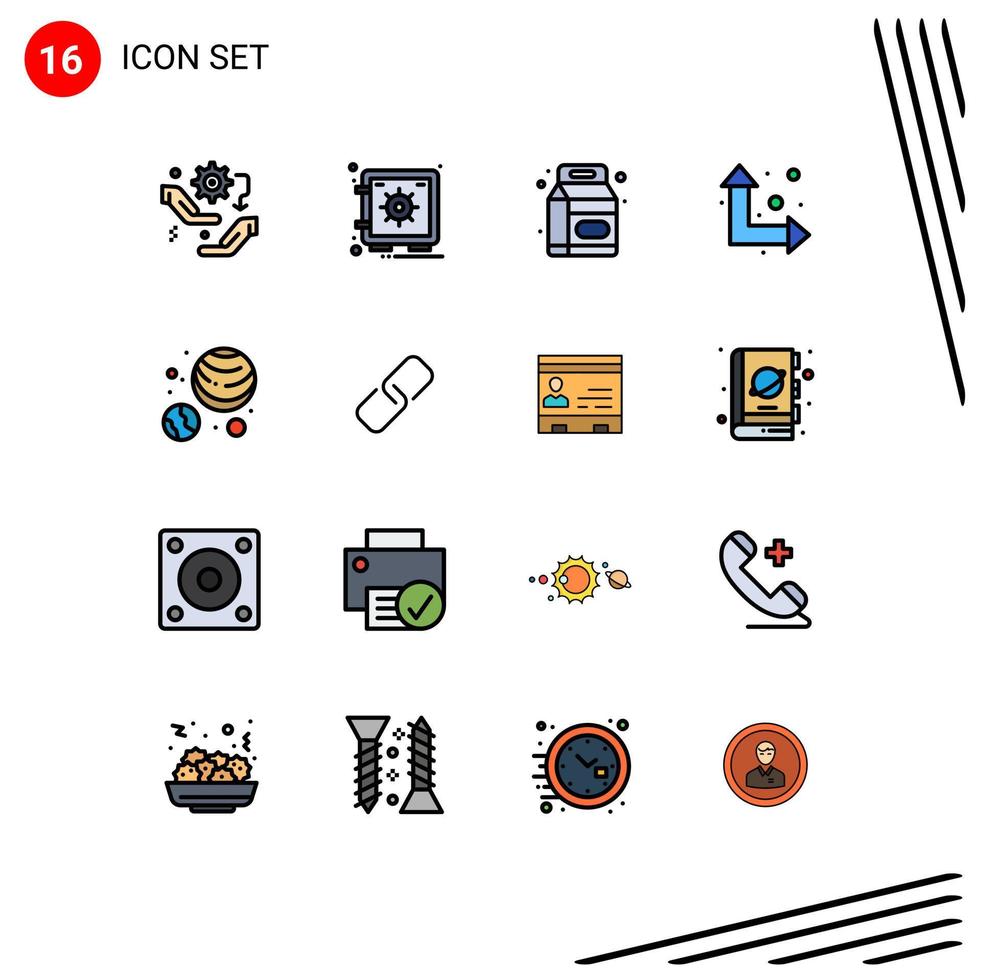 Stock Vector Icon Pack mit 16 Linienzeichen und Symbolen für Galaxie nach oben nach unten Tresorpfeile Supermarkt editierbare kreative Vektordesign-Elemente
