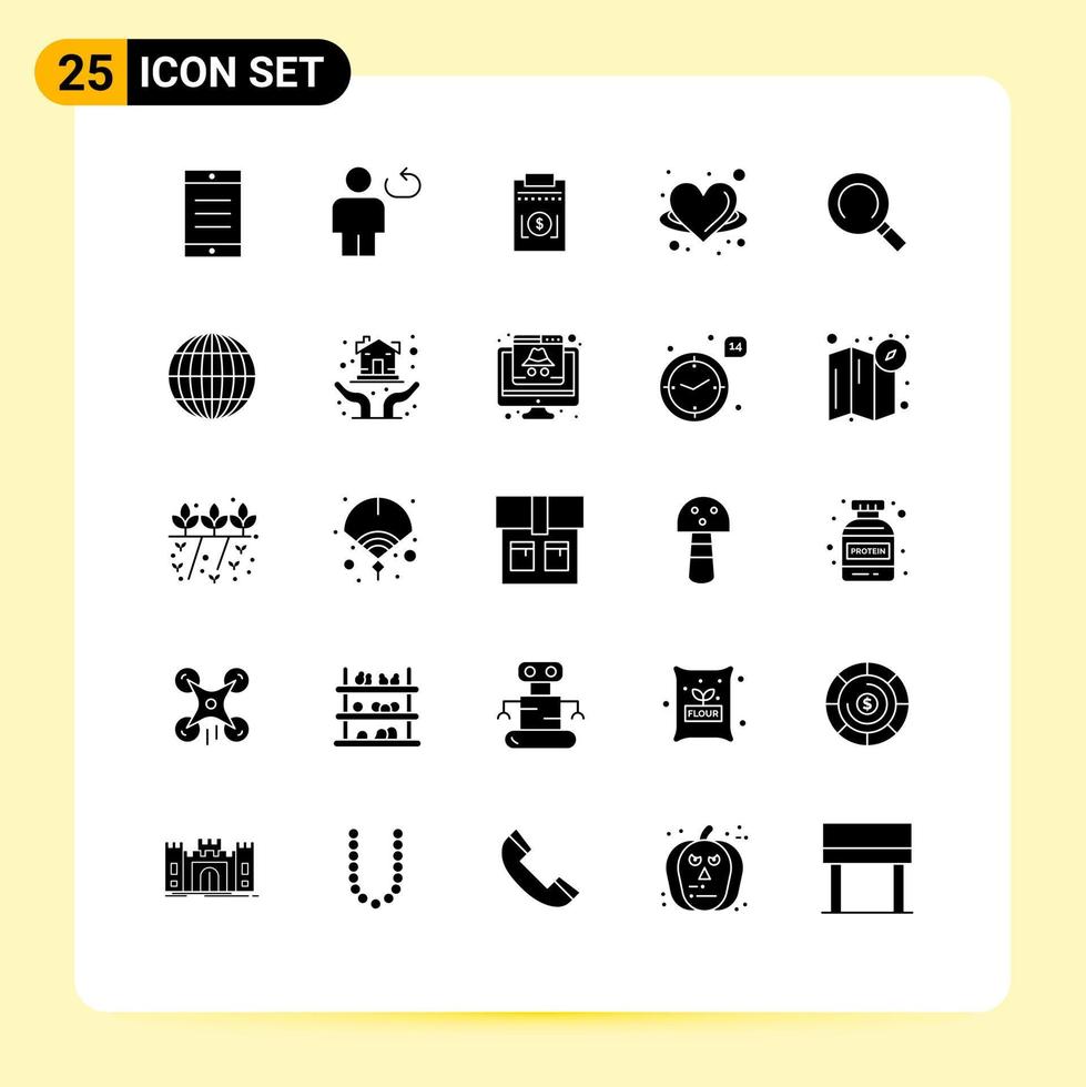 Aktienvektor-Icon-Pack mit 25 Zeilenzeichen und Symbolen für allgemeine Liebesausgaben Herz-Engel editierbare Vektordesign-Elemente vektor