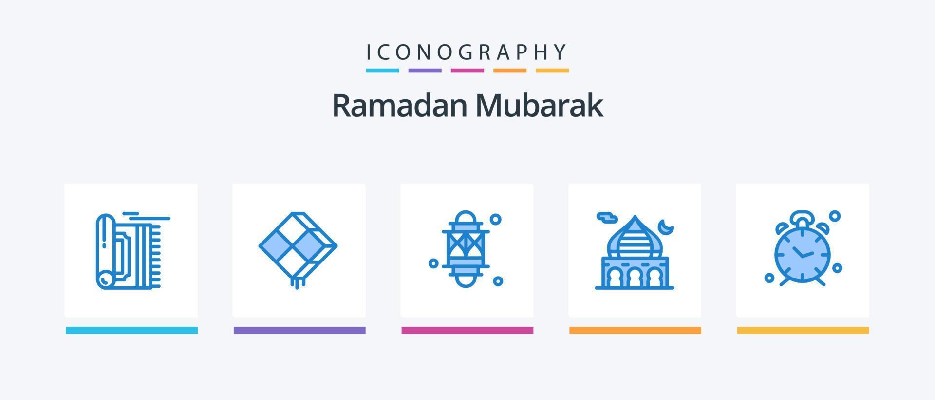 ramadan blå 5 ikon packa Inklusive islam. moskén. ramadhan. festival. ramadan. kreativ ikoner design vektor