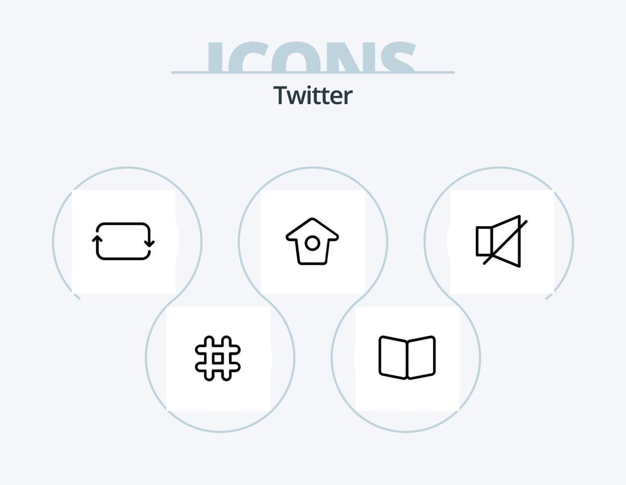 Twitter-Line-Icon-Pack 5 Icon-Design. Sozial. Medien. Vogel. Plaudern. Benutzer vektor