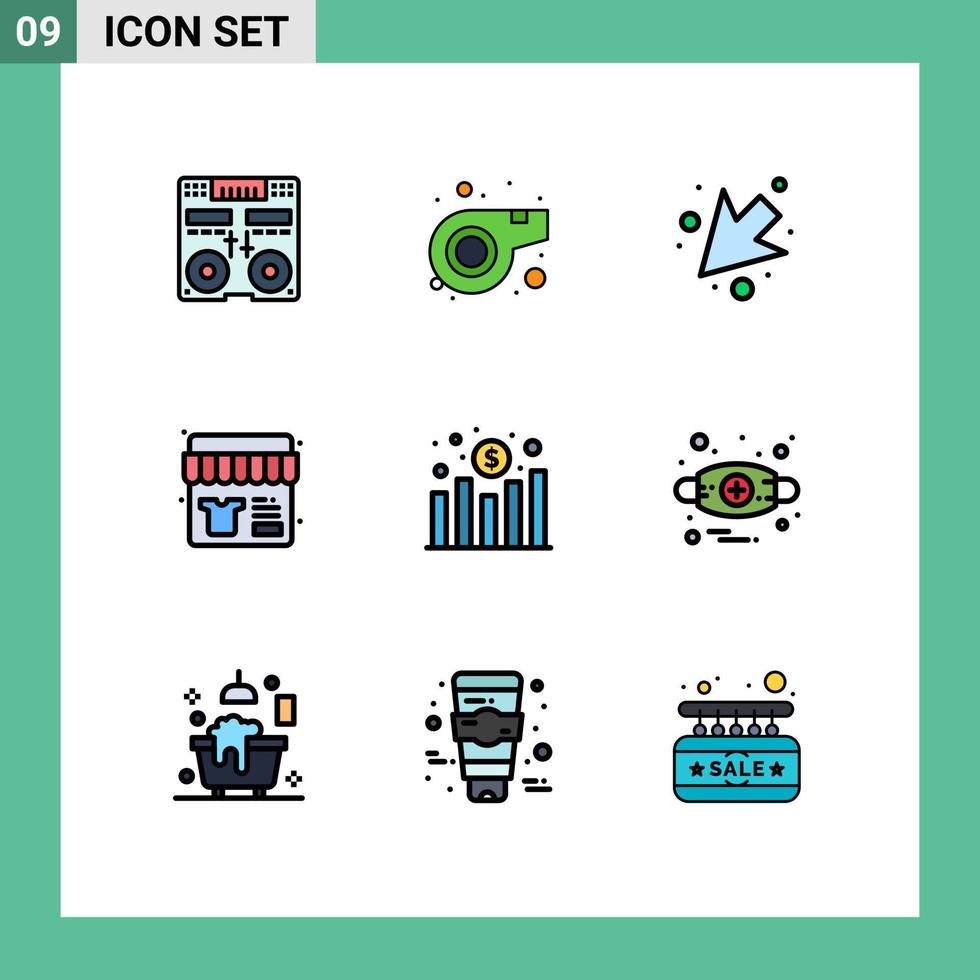 Aktienvektor-Icon-Pack mit 9 Zeilenzeichen und Symbolen für Profit-Chart-Pfeil-Store-Shop-editierbare Vektordesign-Elemente vektor