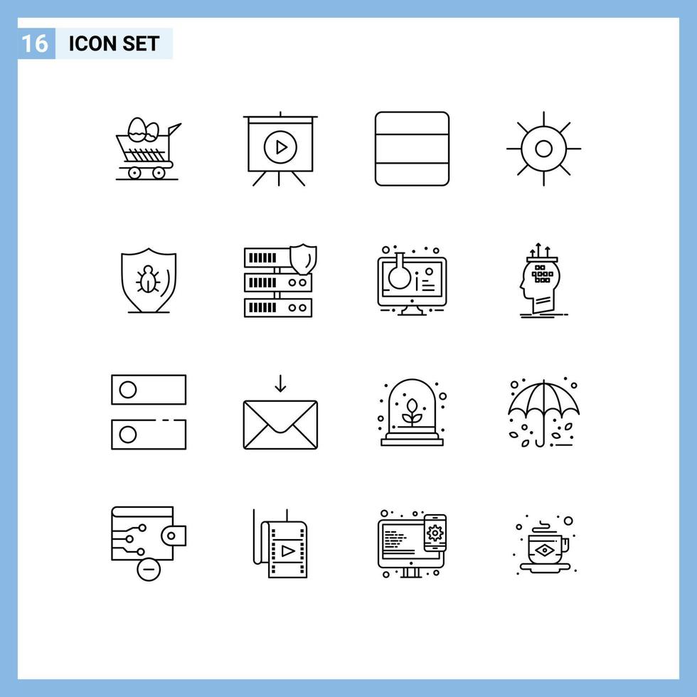 16 universell översikt tecken symboler av skydda insekt layout Sol labb redigerbar vektor design element