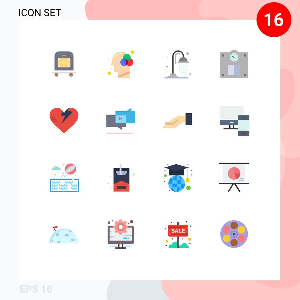 satz von 16 modernen ui-symbolen symbolzeichen für virale herzwasser-gesundheitswaagen editierbares paket kreativer vektordesignelemente vektor
