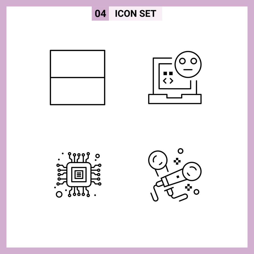 uppsättning av 4 modern ui ikoner symboler tecken för rutnät dator dålig utveckling karaoke redigerbar vektor design element