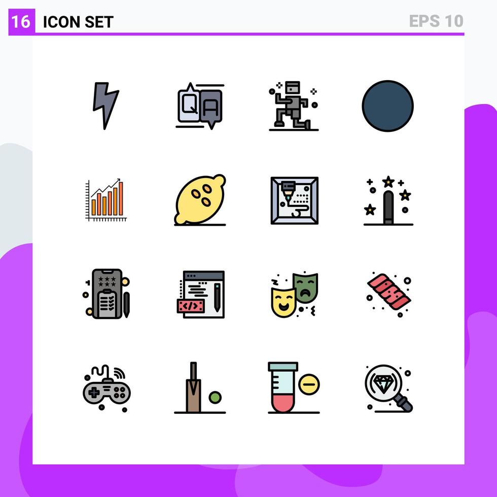 grupp av 16 platt Färg fylld rader tecken och symboler för statistik diagram joggning företag Graf redigerbar kreativ vektor design element