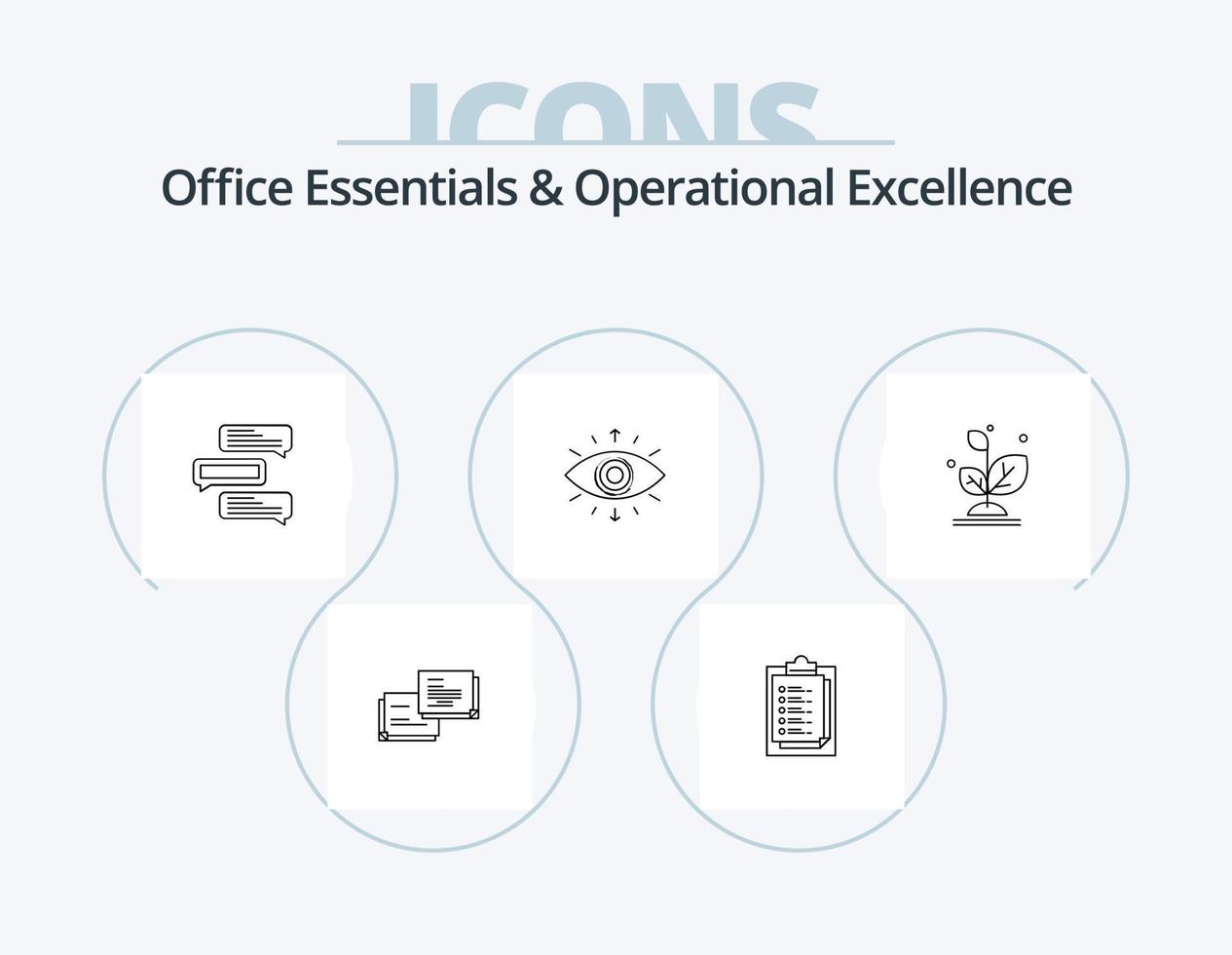 Office Essentials und Operational Excellence Line Icon Pack 5 Icon Design. Auge. Spieler. Mappe. Benutzer. vektor