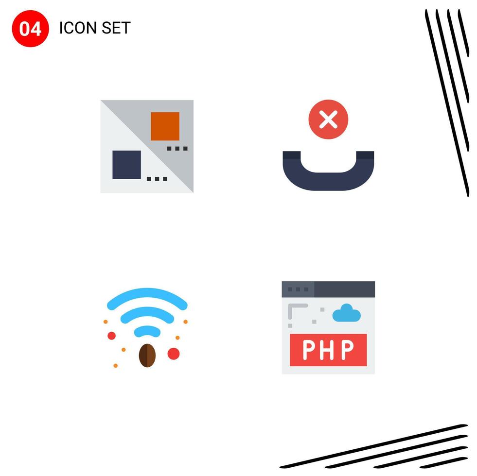 modern uppsättning av 4 platt ikoner pictograph av korsa data ring upp Kafé program redigerbar vektor design element